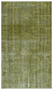 Atina Green Vintage Wool Handmade Area Rug 5'1" x 9'3"