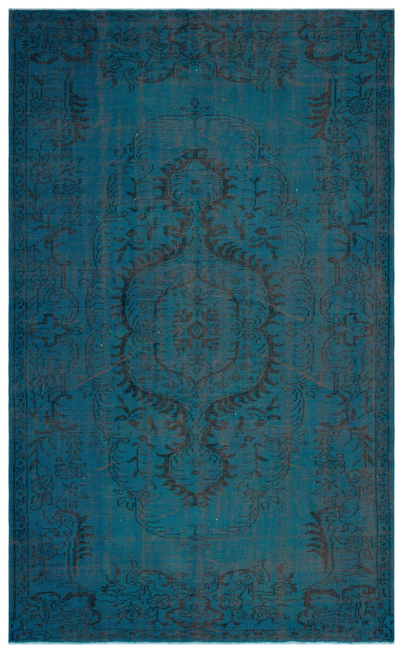 Atina Turquoise Vintage Wool Handmade Area Rug 6'1" x 9'9"