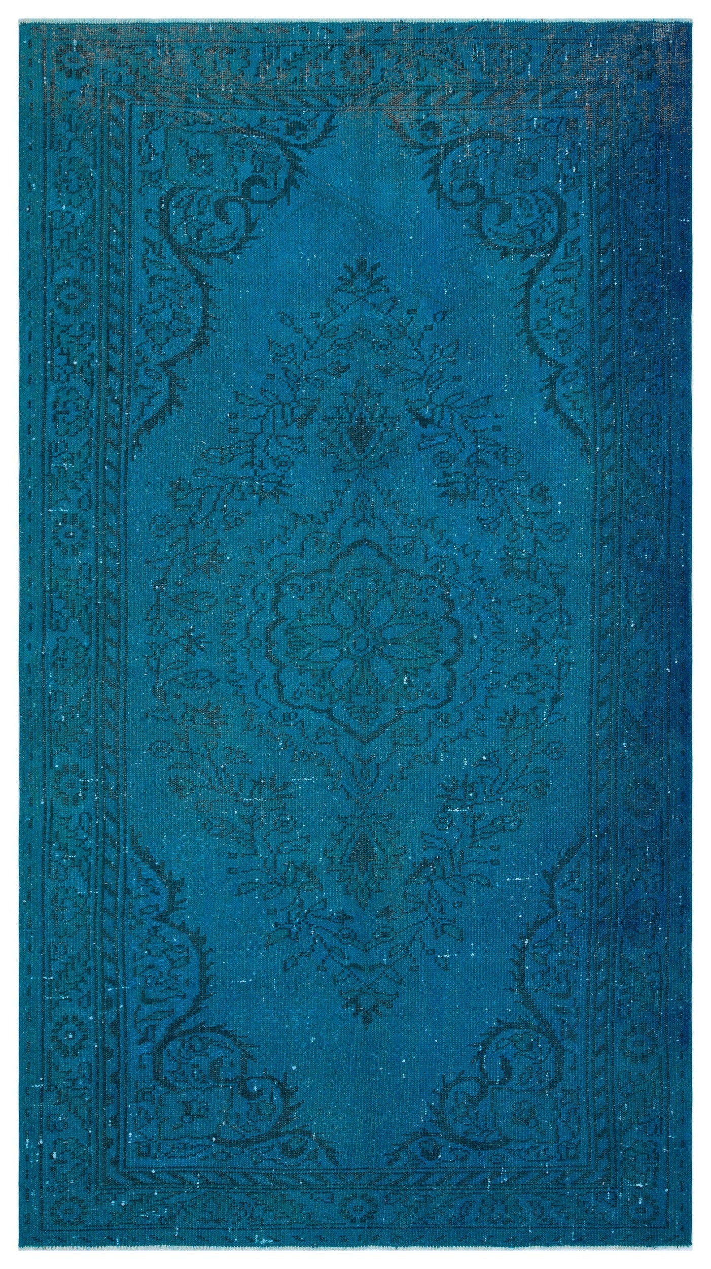 Atina Turquoise Vintage Wool Handmade Area Rug 4'8" x 8'10"