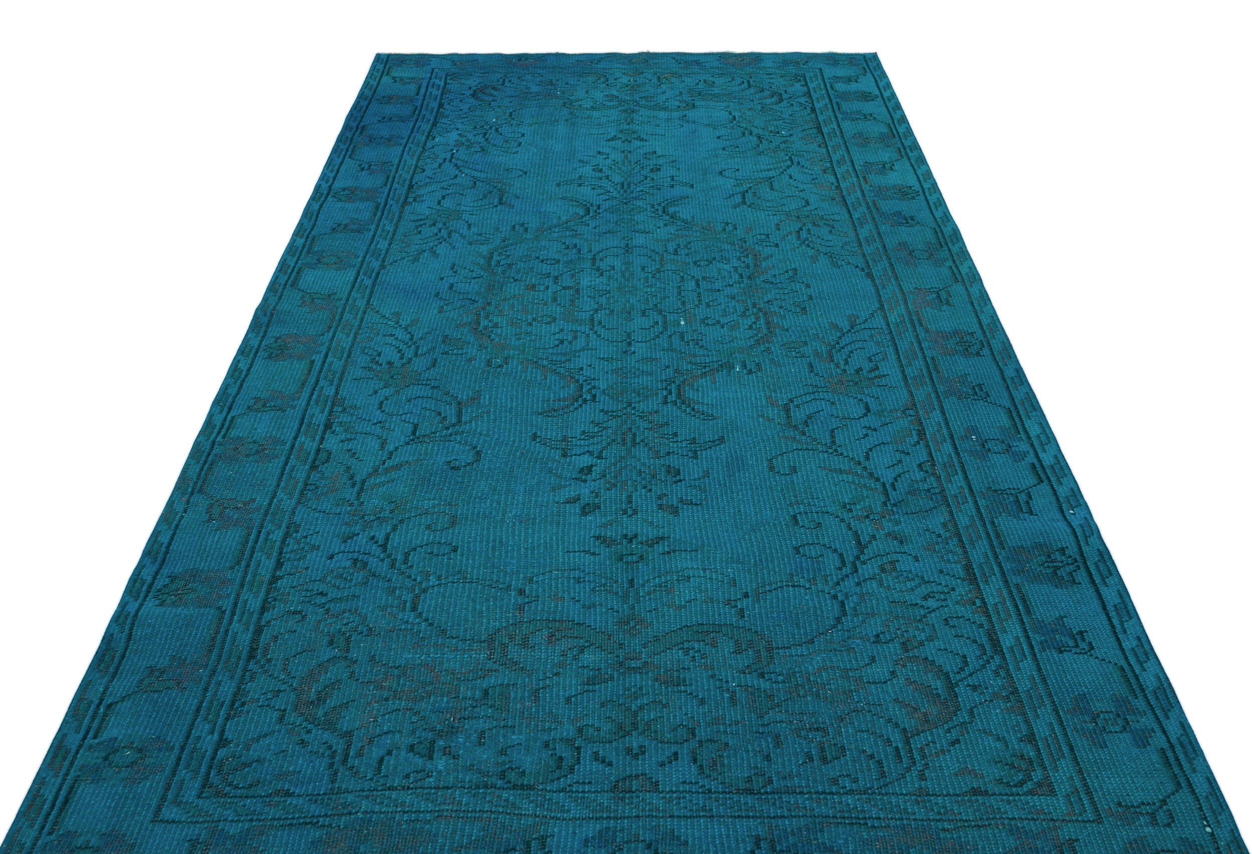 Atina Turquoise Vintage Wool Handmade Area Rug 5'3" x 8'6"
