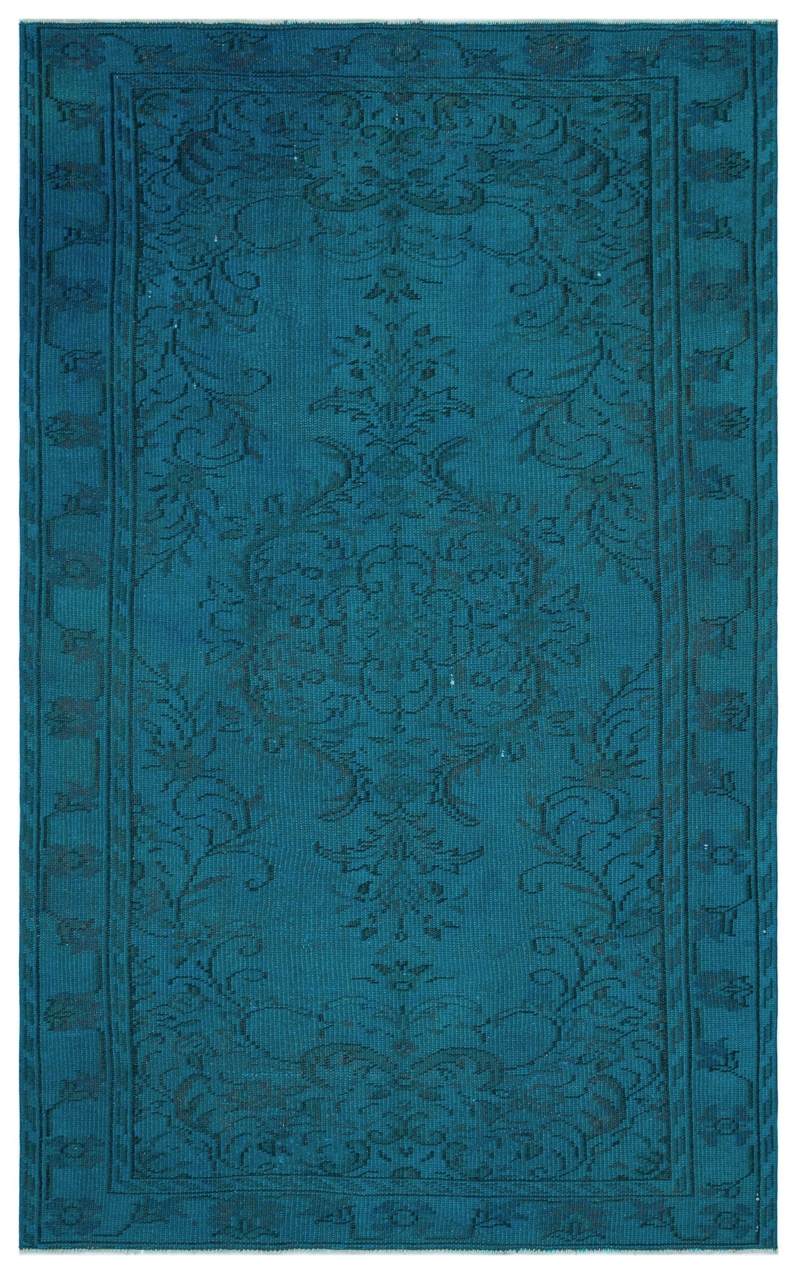 Atina Turquoise Vintage Wool Handmade Area Rug 5'3" x 8'6"