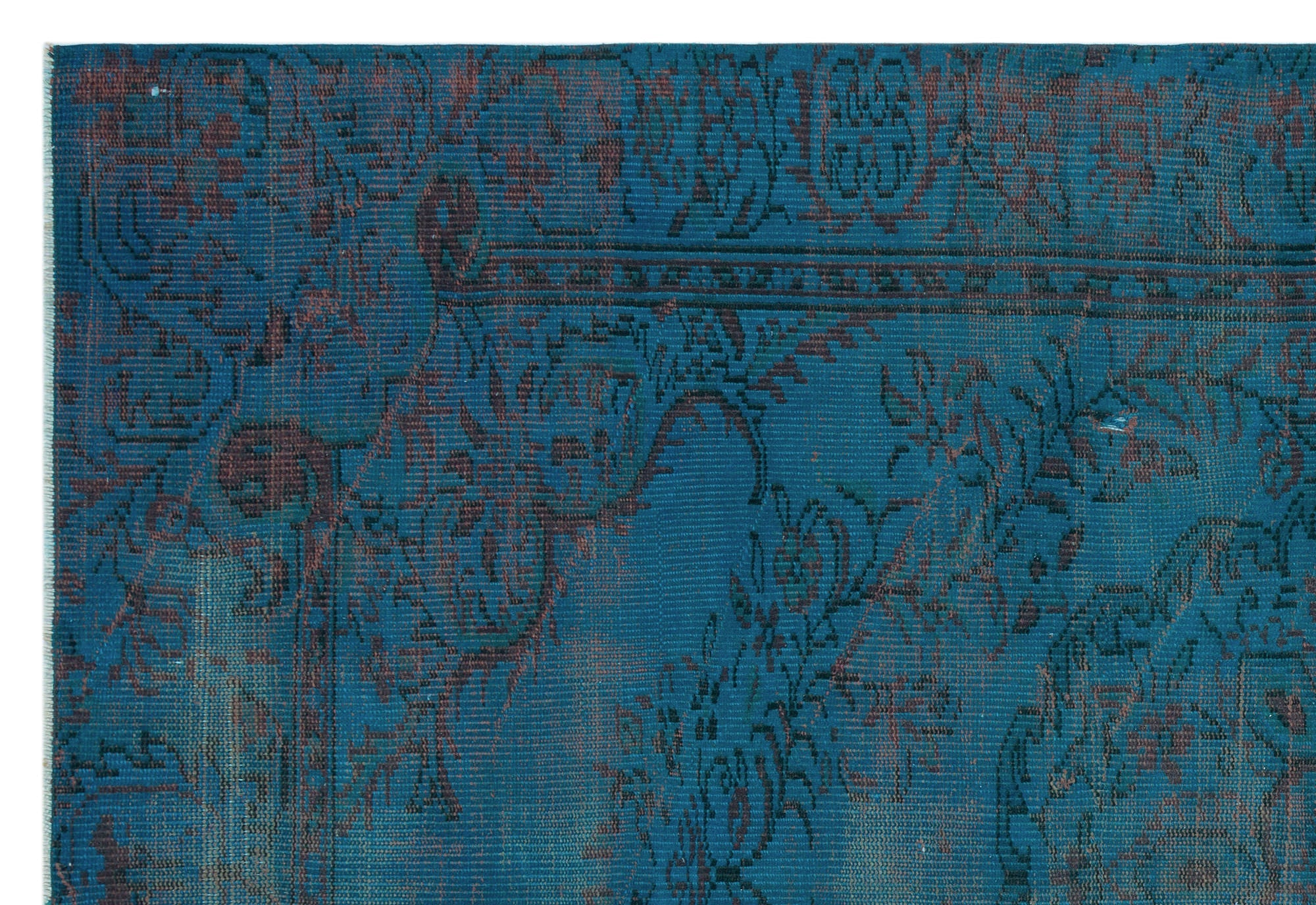 Atina Turquoise Vintage Wool Handmade Area Rug 5'2" x 7'9"