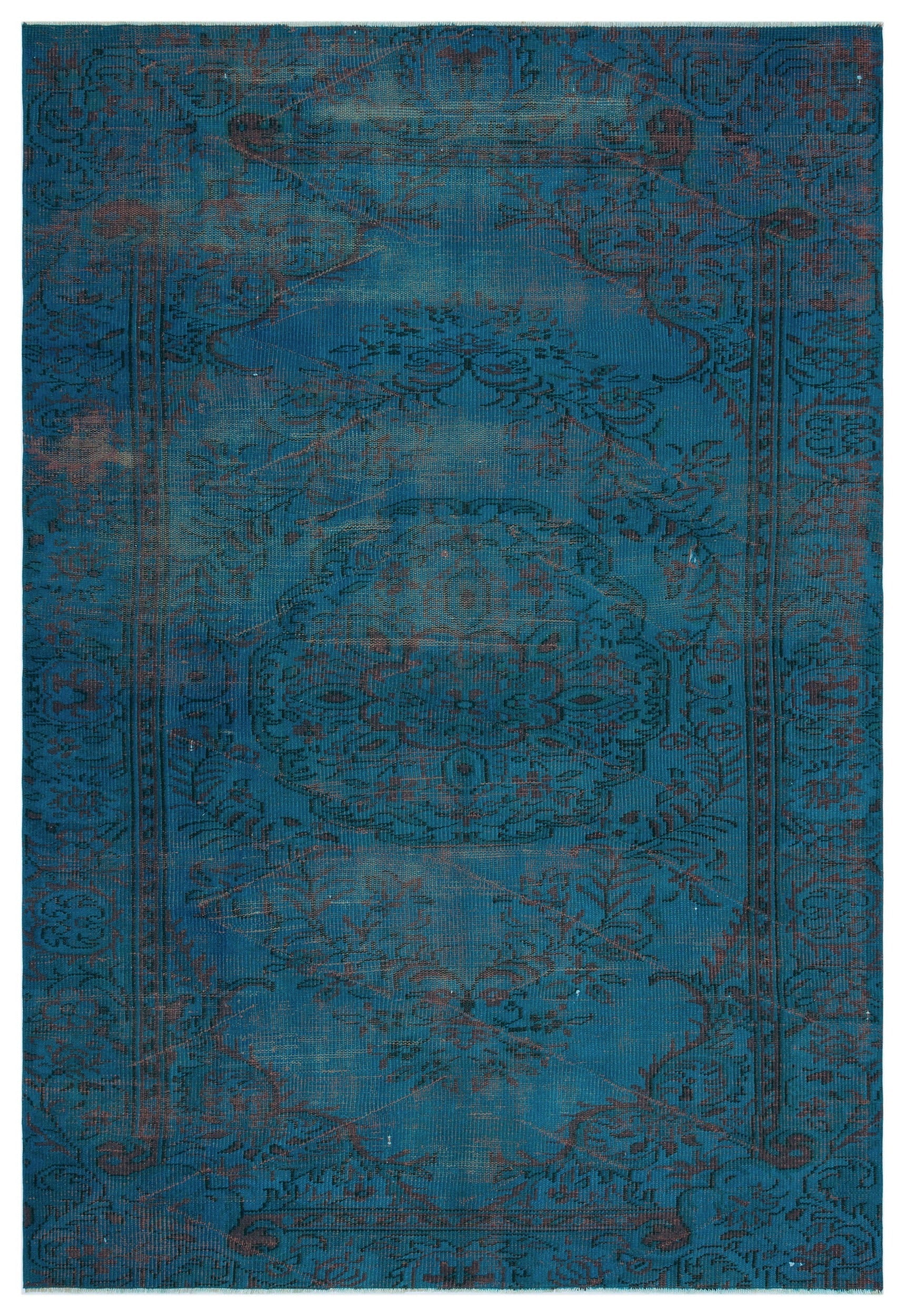 Atina Turquoise Vintage Wool Handmade Area Rug 5'2" x 7'9"