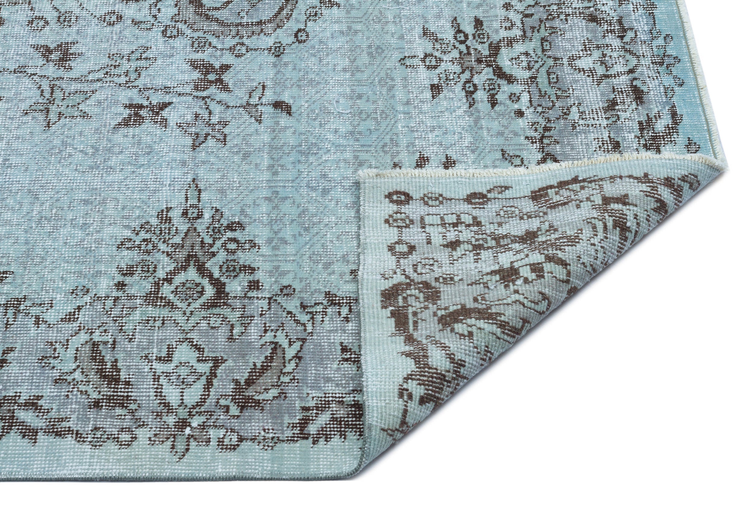 Atina Blue Vintage Wool Handmade Area Rug 5'5" x 9'2"
