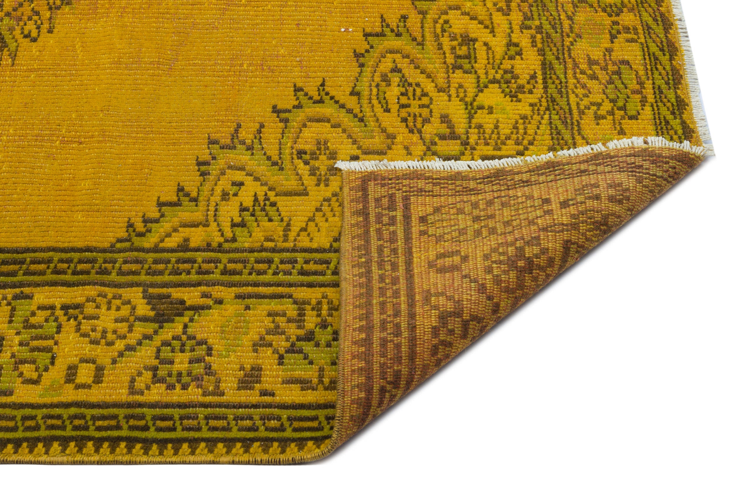 Atina Yellow Vintage Wool Handmade Area Rug 6'4" x 9'3"