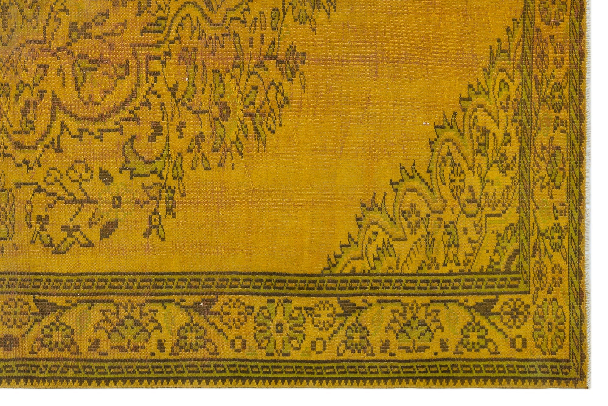 Atina Yellow Vintage Wool Handmade Area Rug 6'4" x 9'3"