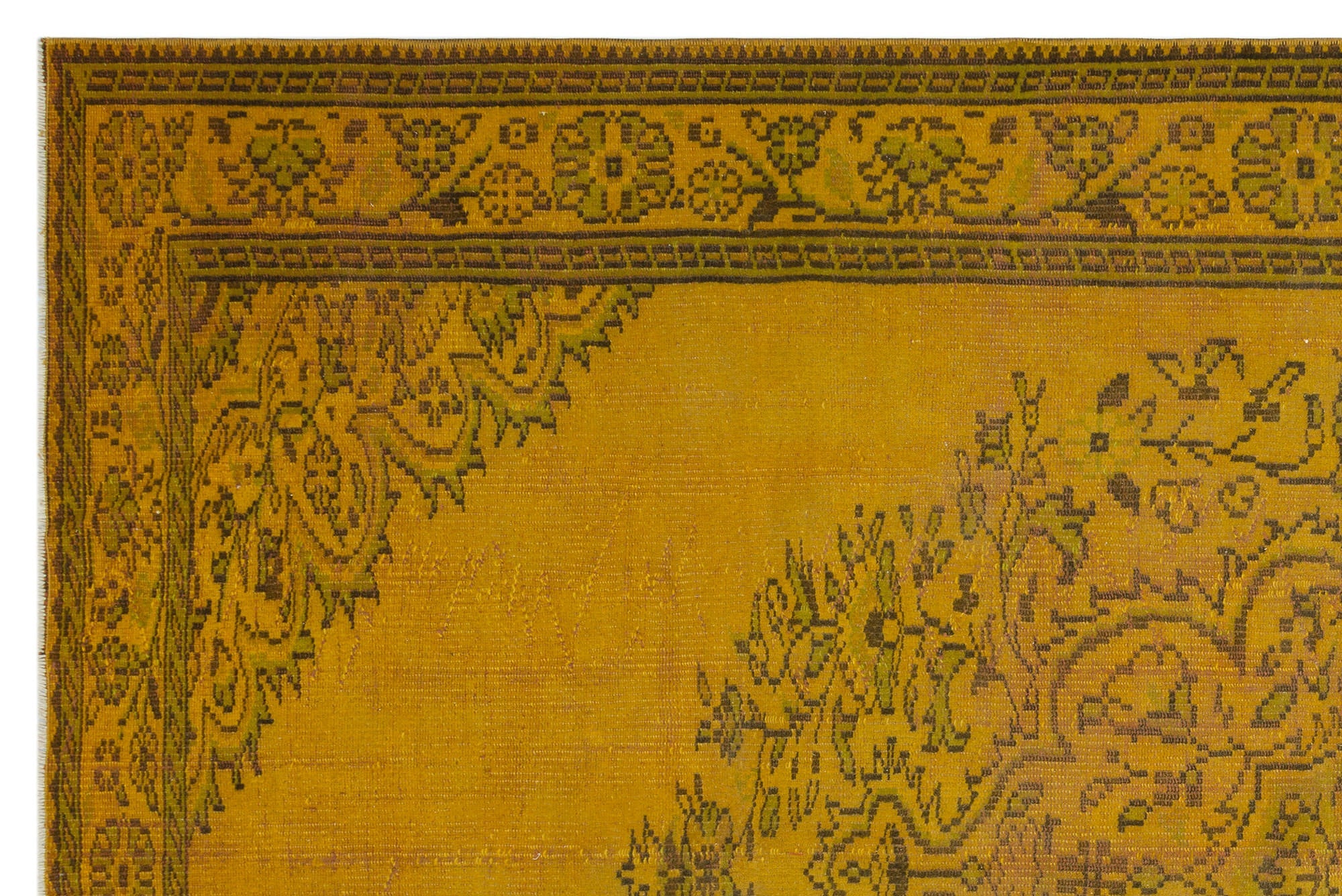 Atina Yellow Vintage Wool Handmade Area Rug 6'4" x 9'3"