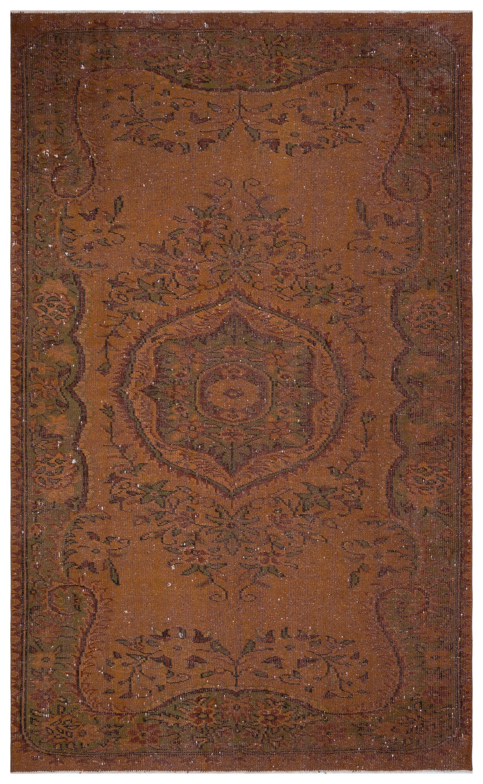 Atina Brown Vintage Wool Handmade Area Rug 6'0" x 9'9"
