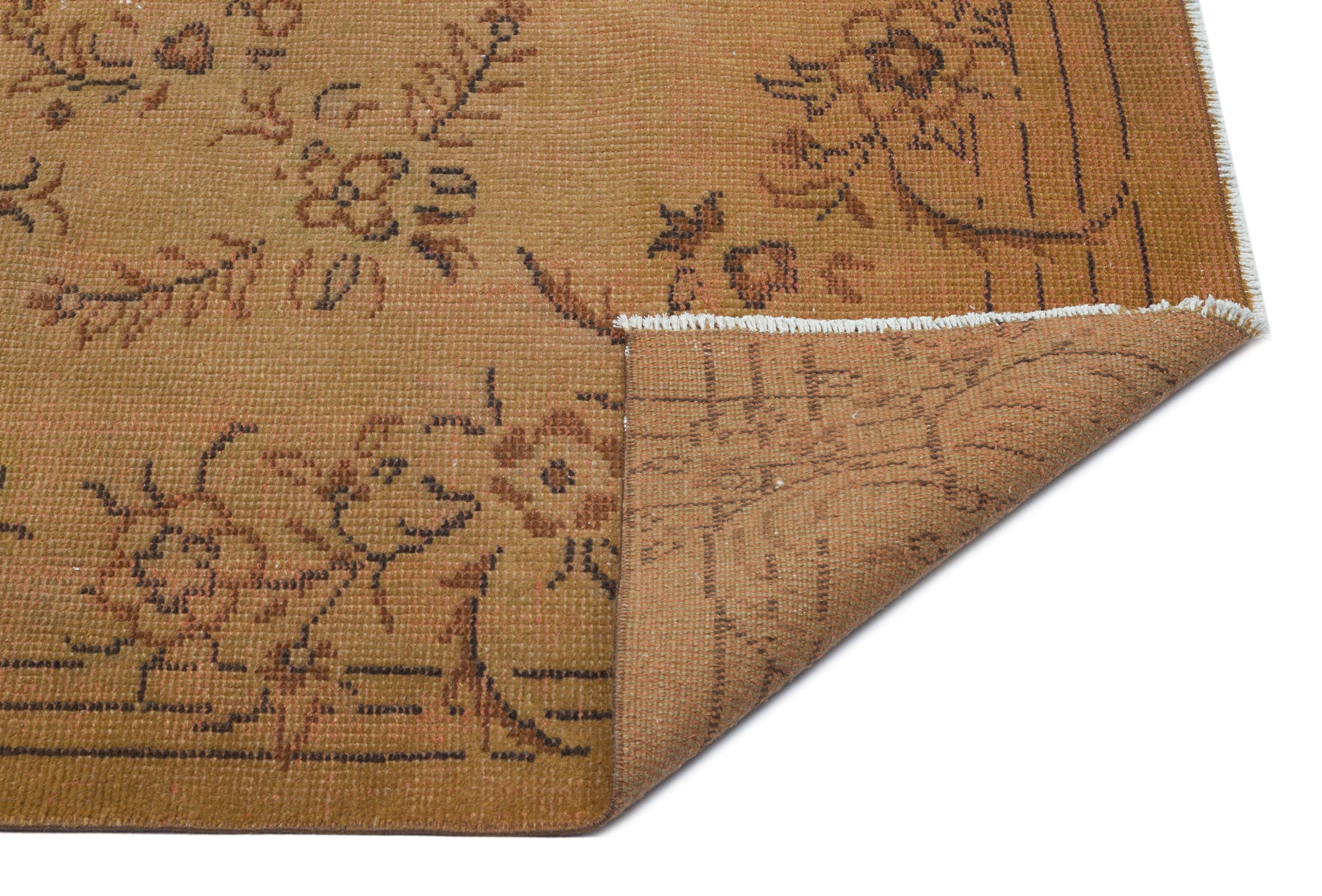 Atina Brown Vintage Wool Handmade Area Rug 5'7" x 9'1"