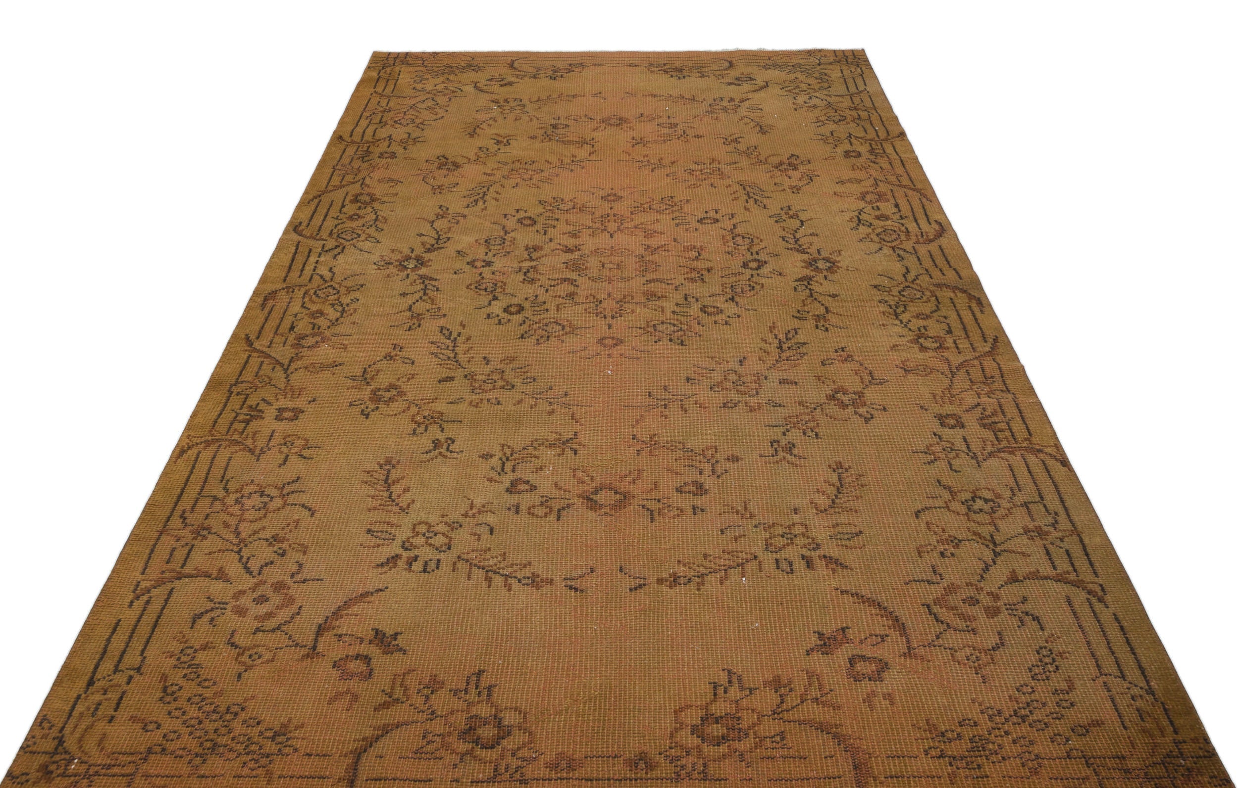 Atina Brown Vintage Wool Handmade Area Rug 5'7" x 9'1"