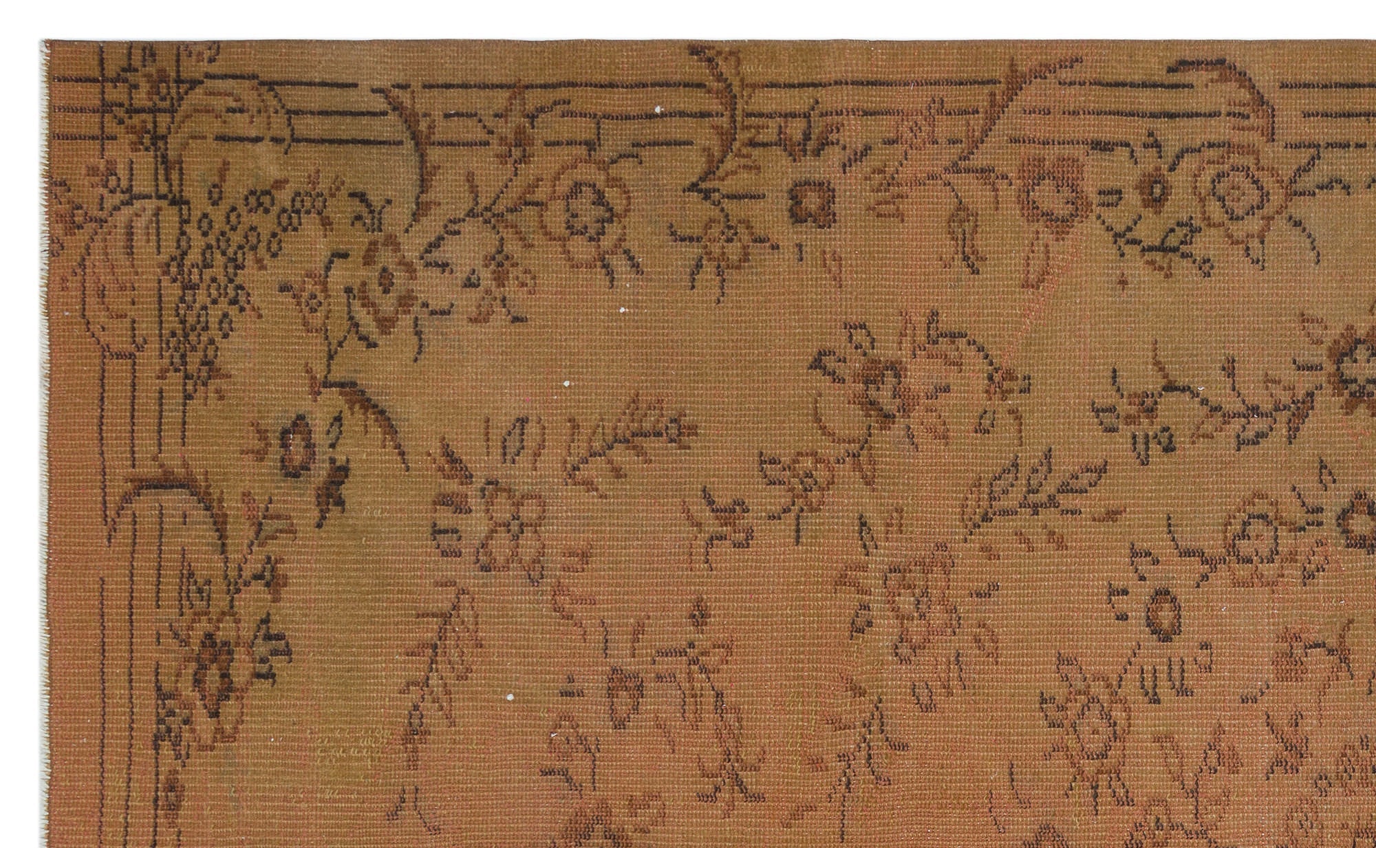 Atina Brown Vintage Wool Handmade Area Rug 5'7" x 9'1"