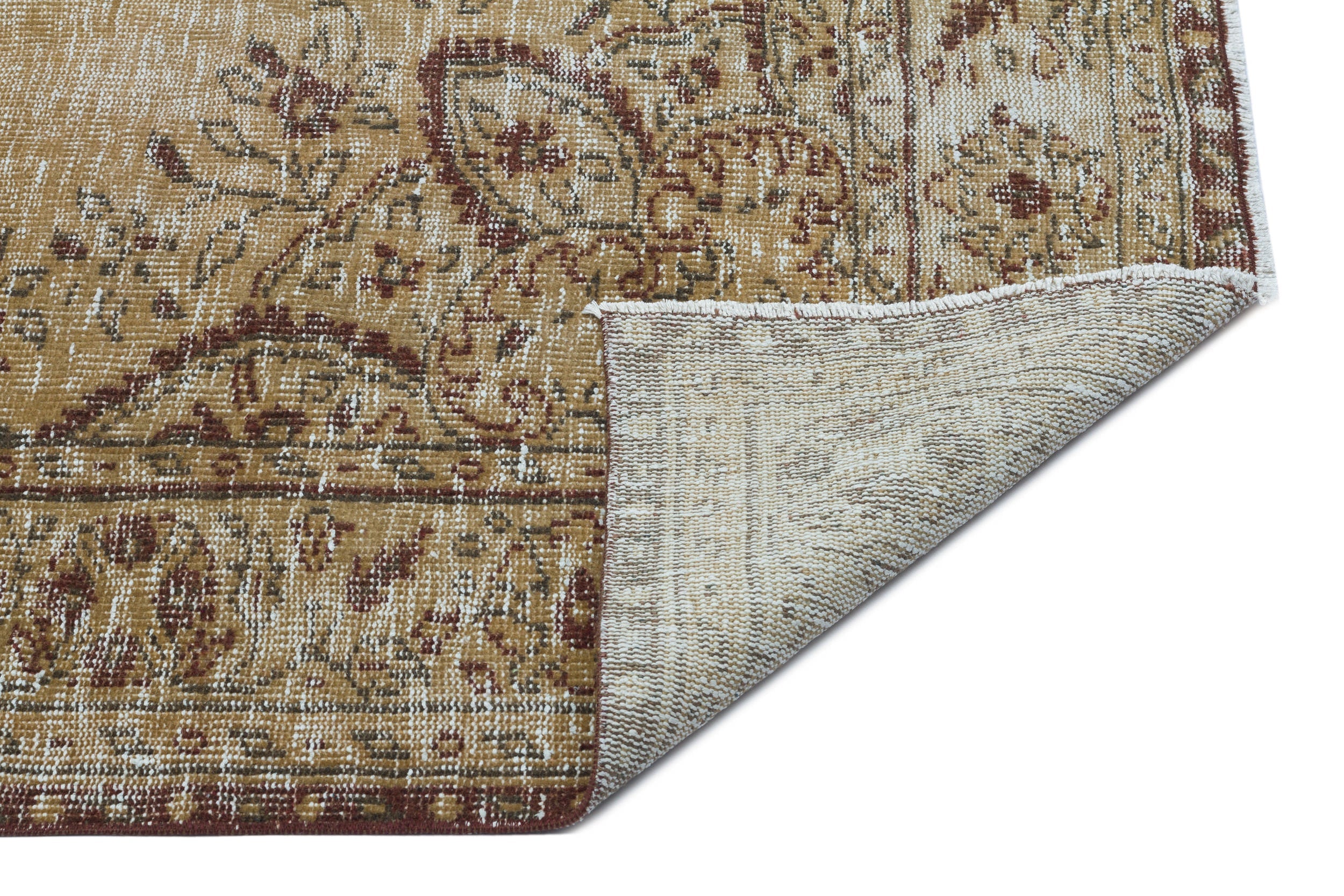 Atina Beige Vintage Wool Handmade Area Rug 6'2" x 9'6"
