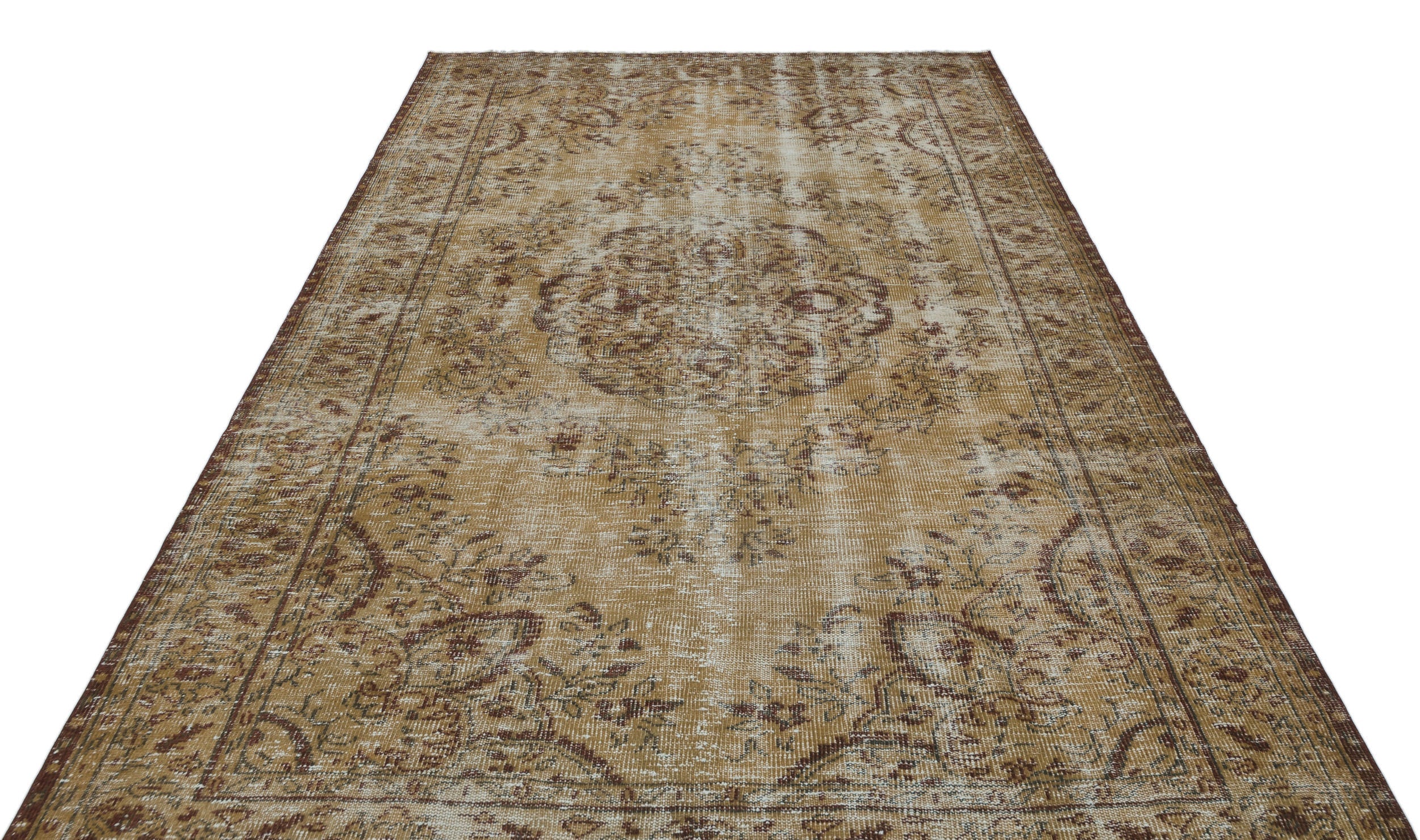Atina Beige Vintage Wool Handmade Area Rug 6'2" x 9'6"