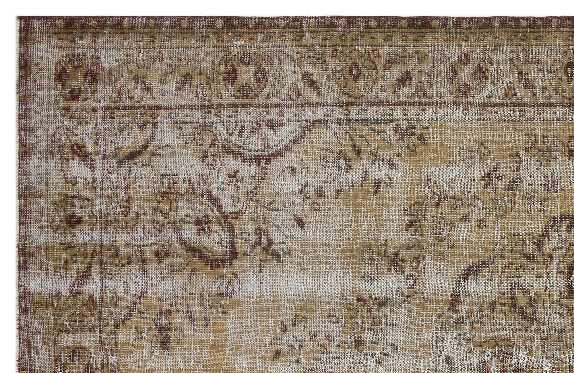 Atina Beige Vintage Wool Handmade Area Rug 6'2" x 9'6"