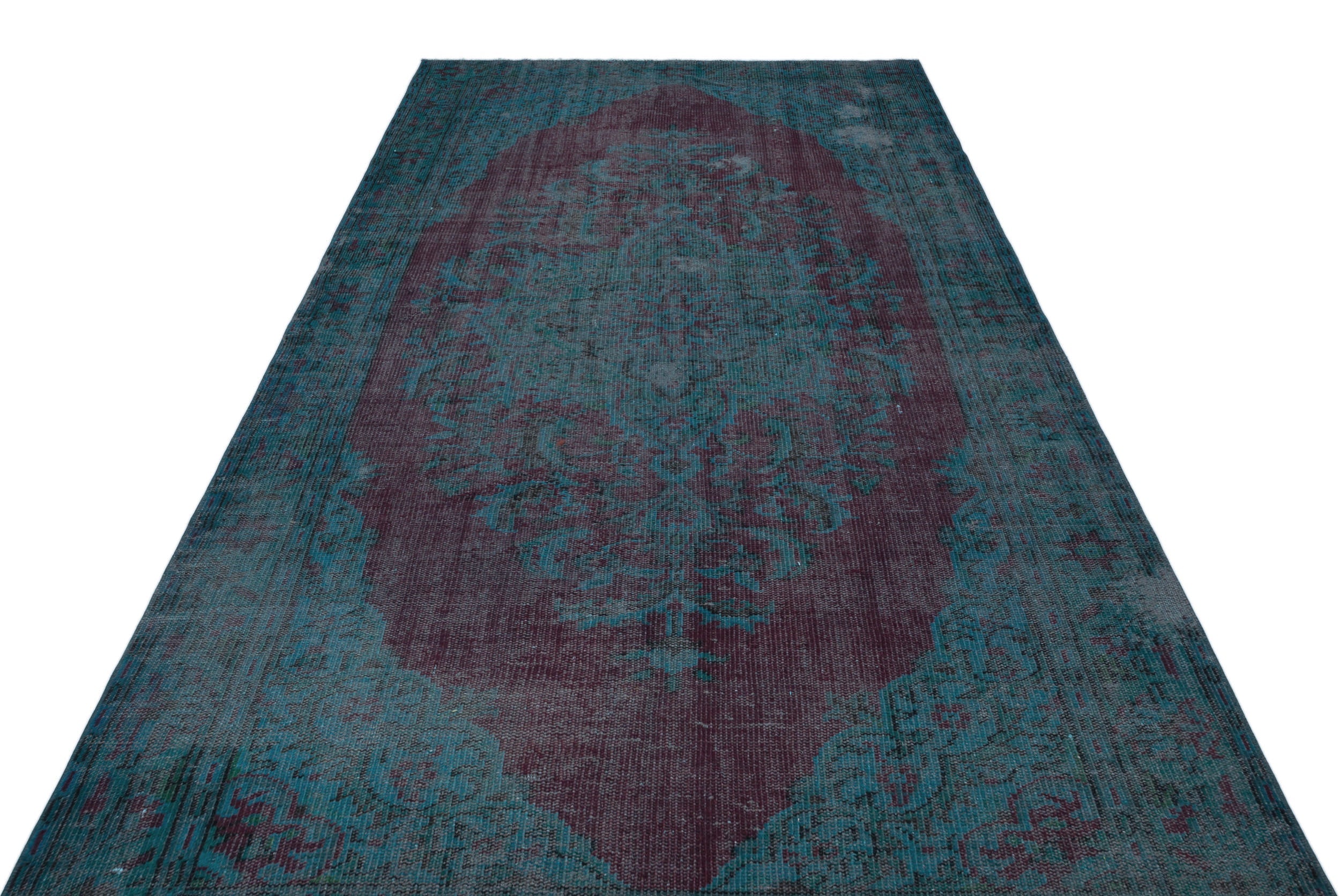 Atina Turquoise Vintage Wool Handmade Area Rug 5'6" x 9'8"