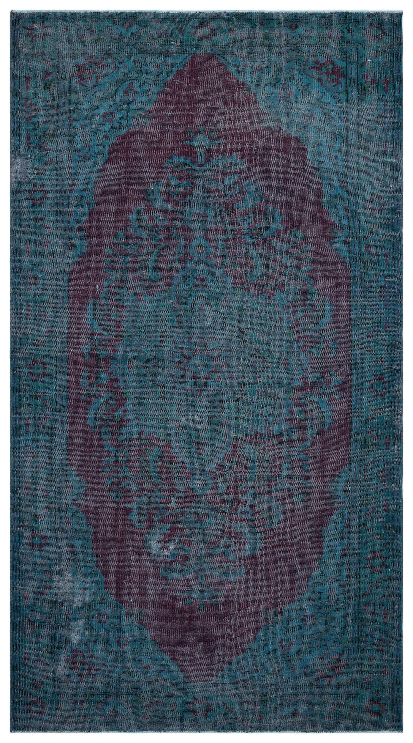 Atina Turquoise Vintage Wool Handmade Area Rug 5'6" x 9'8"