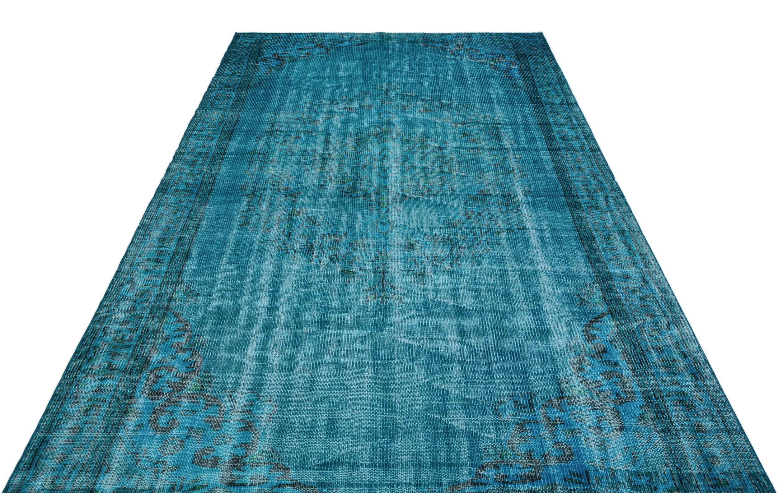 Atina Turquoise Vintage Wool Handmade Area Rug 5'9" x 9'8"