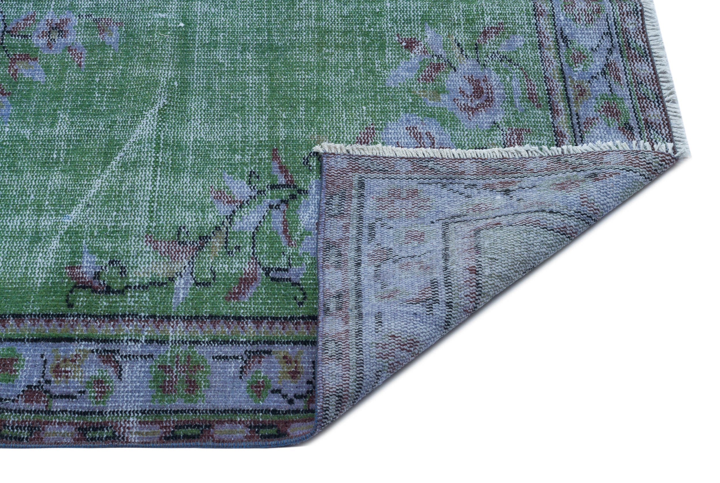 Atina Green Vintage Wool Handmade Area Rug 4'9" x 8'3"