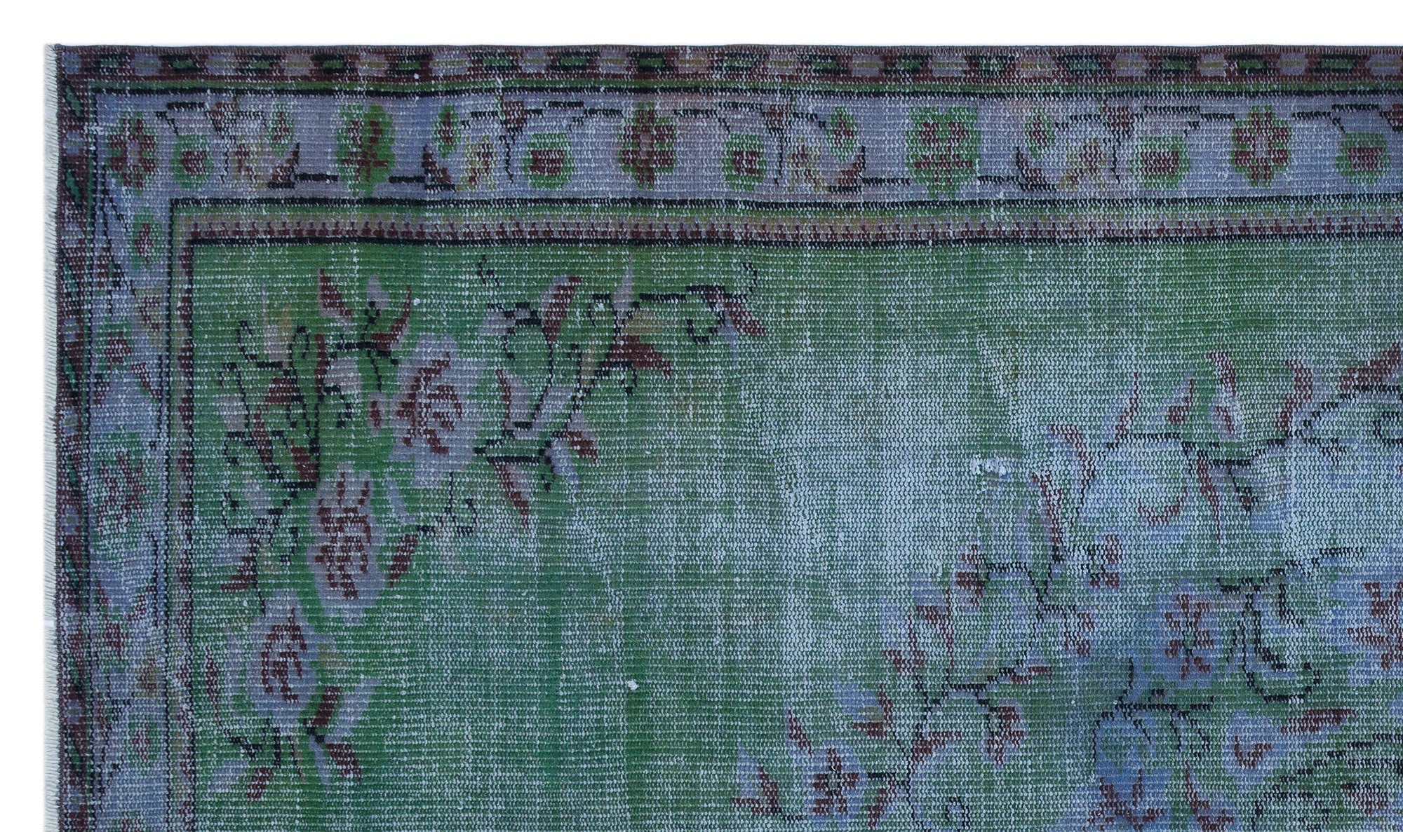 Atina Green Vintage Wool Handmade Area Rug 4'9" x 8'3"