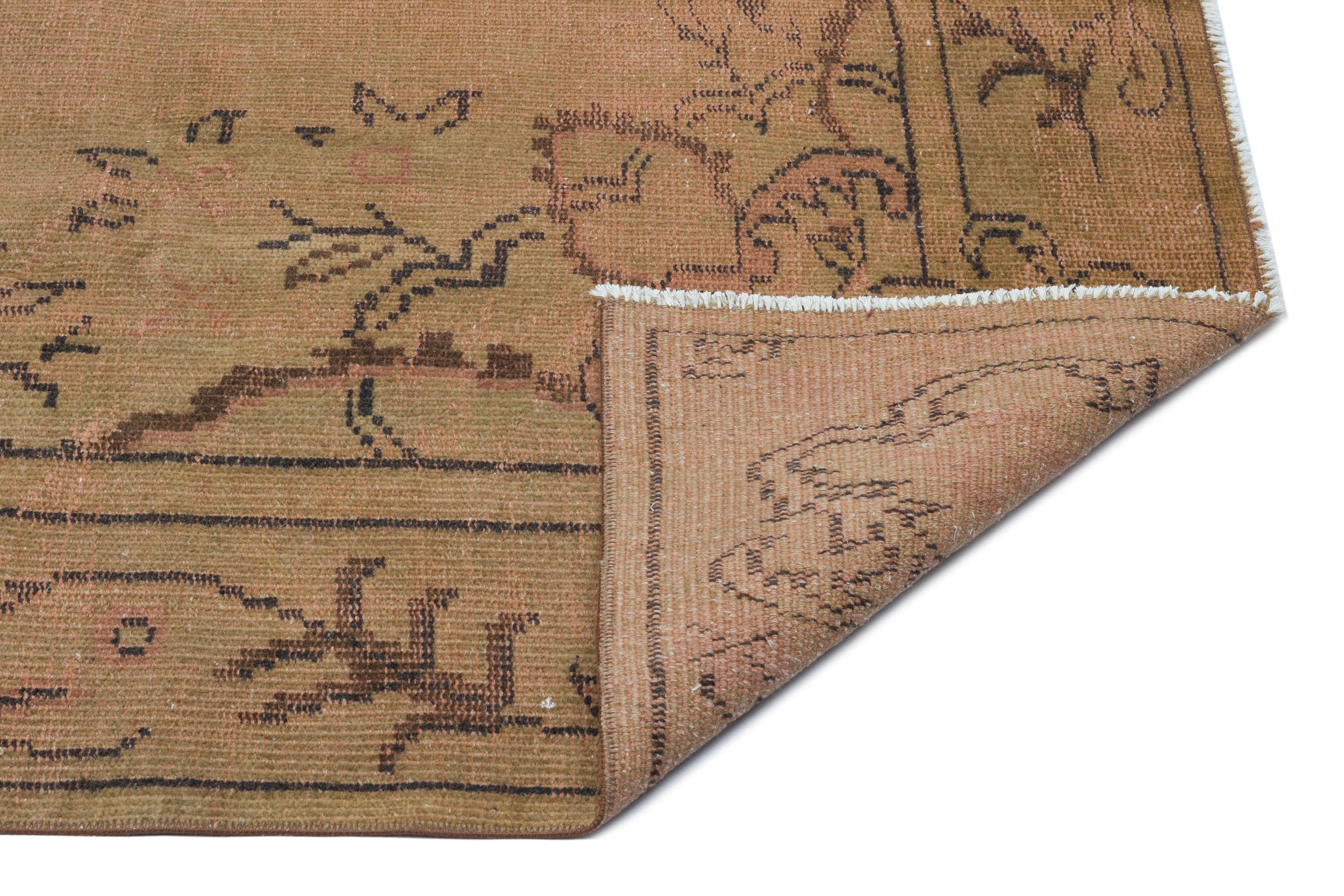 Atina Brown Vintage Wool Handmade Area Rug 5'5" x 9'8"
