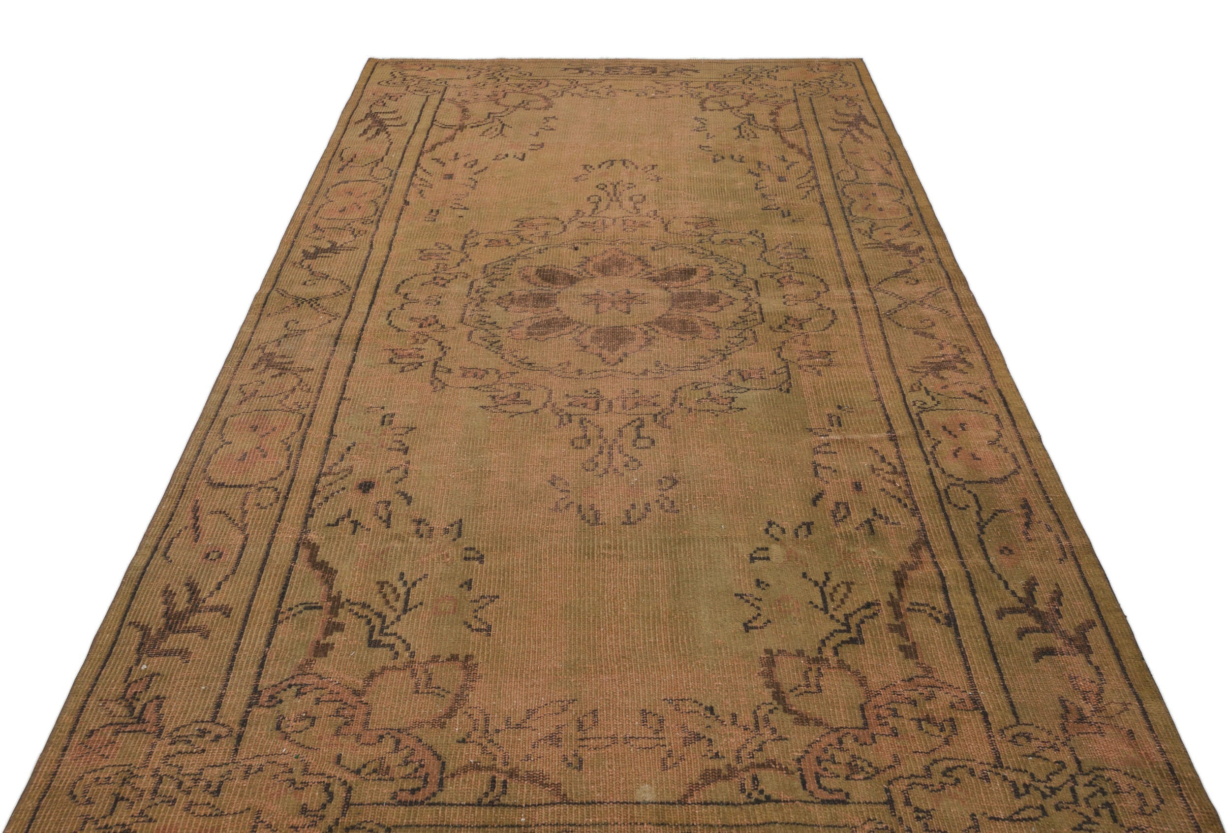 Atina Brown Vintage Wool Handmade Area Rug 5'5" x 9'8"