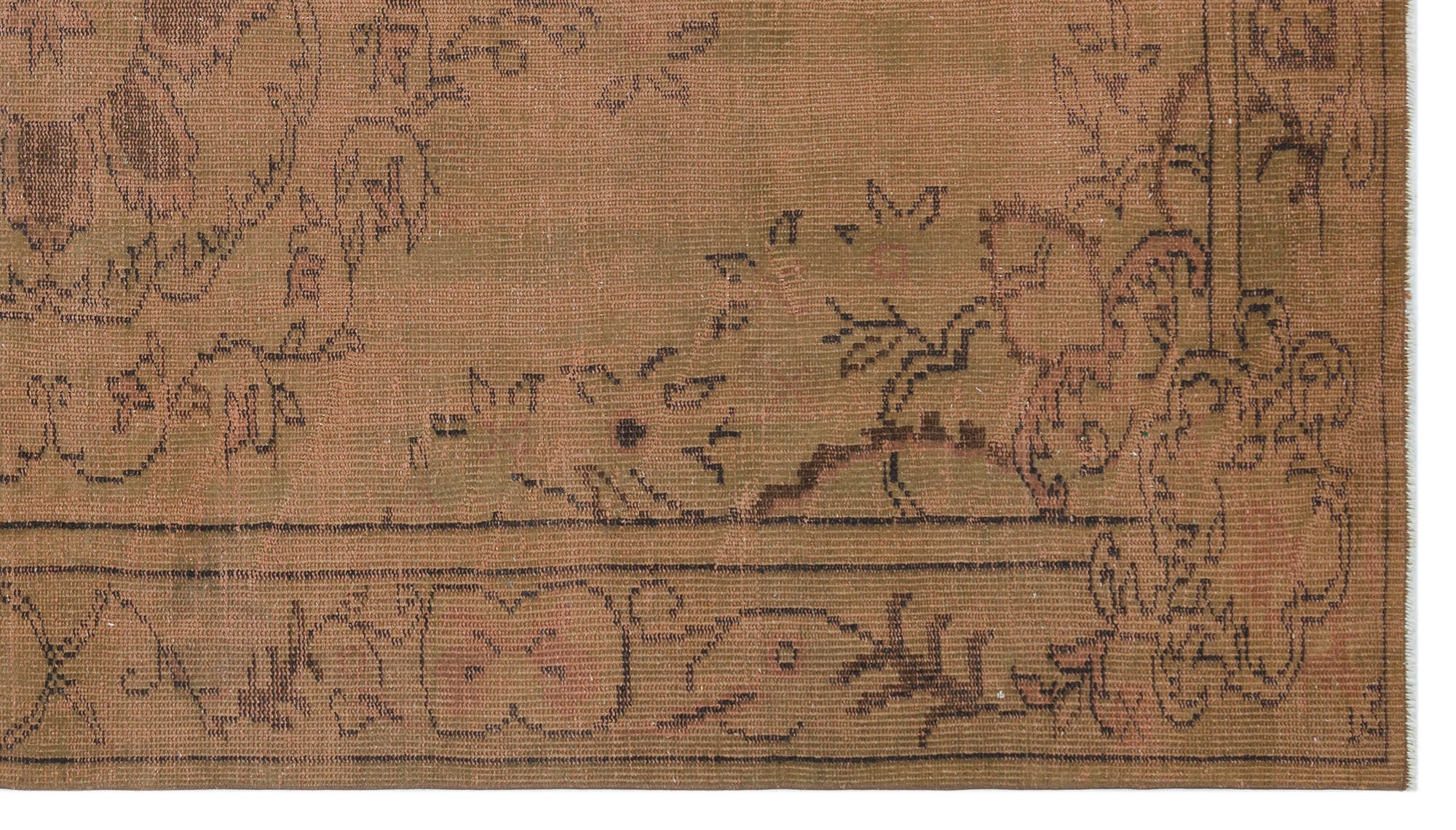 Atina Brown Vintage Wool Handmade Area Rug 5'5" x 9'8"