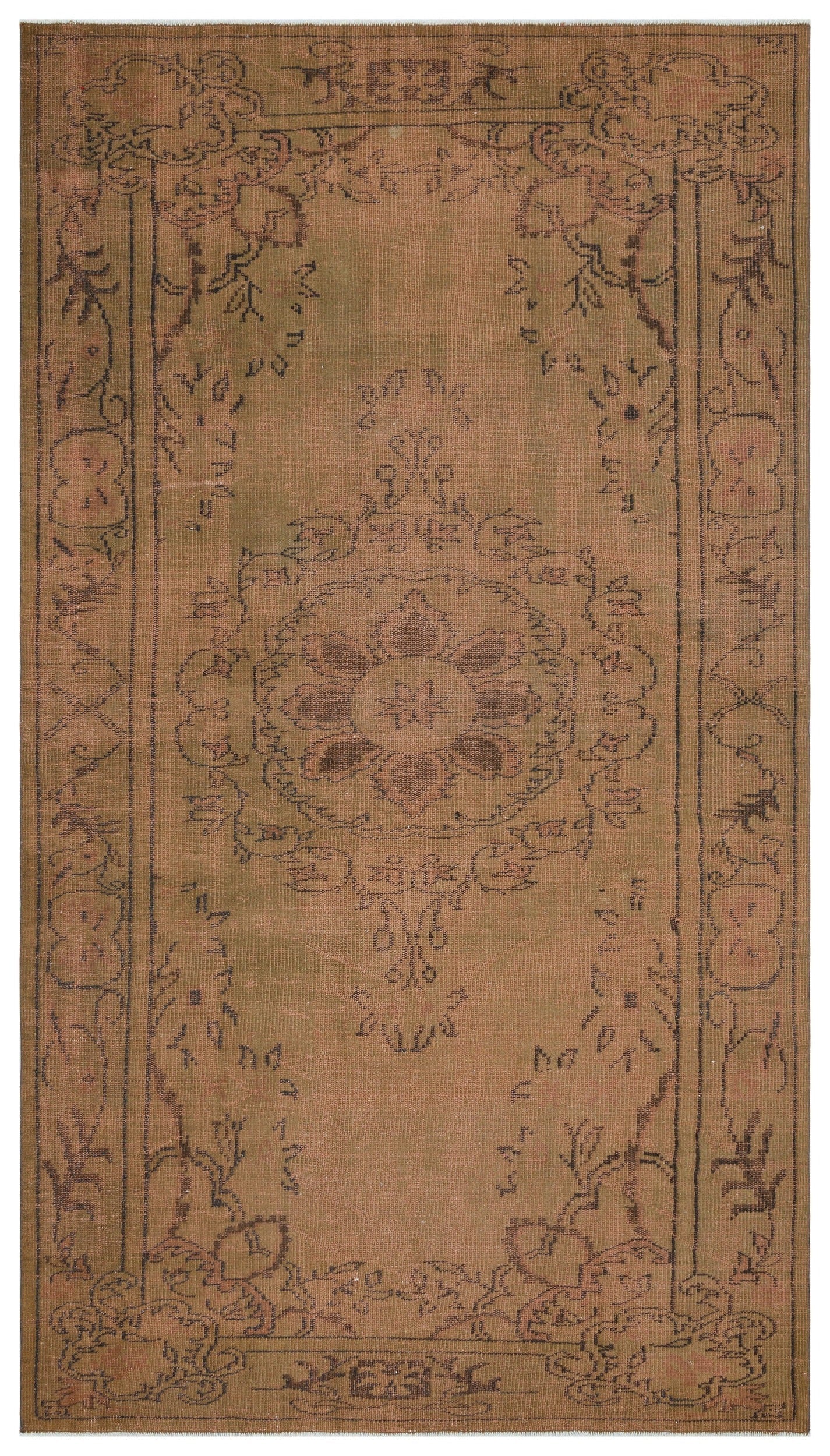 Atina Brown Vintage Wool Handmade Area Rug 5'5" x 9'8"