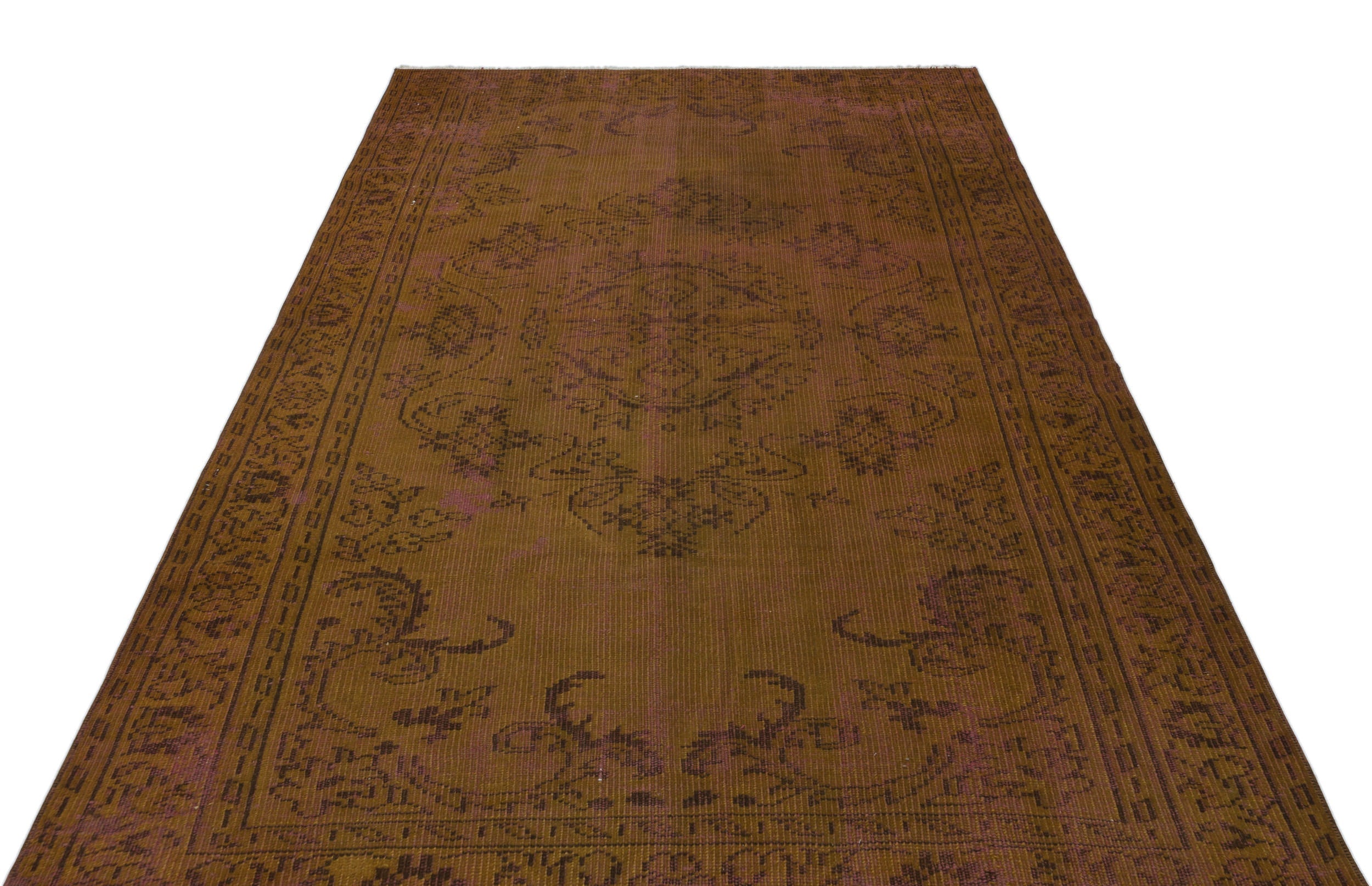Atina Brown Vintage Wool Handmade Area Rug 5'3" x 7'9"