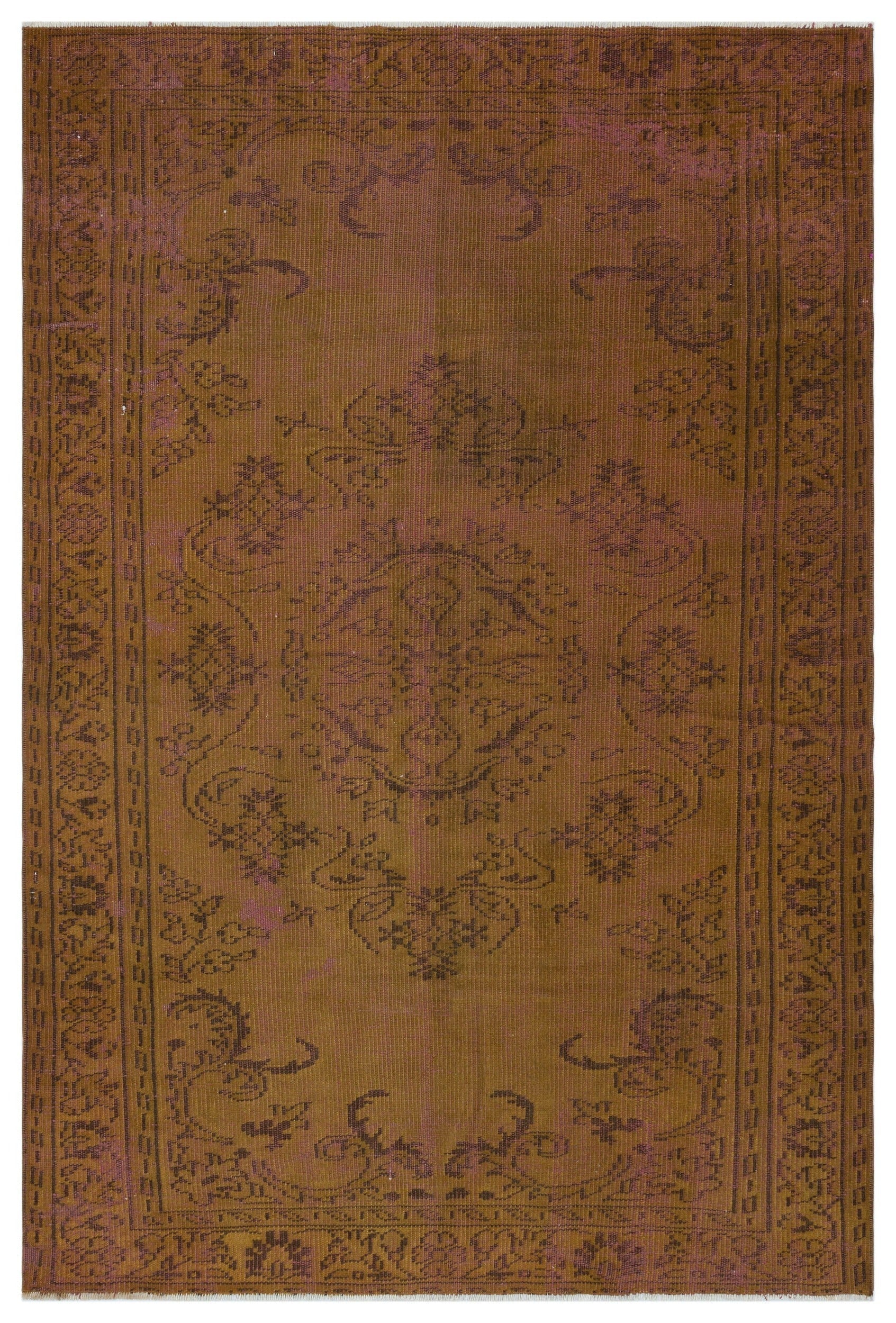 Atina Brown Vintage Wool Handmade Area Rug 5'3" x 7'9"