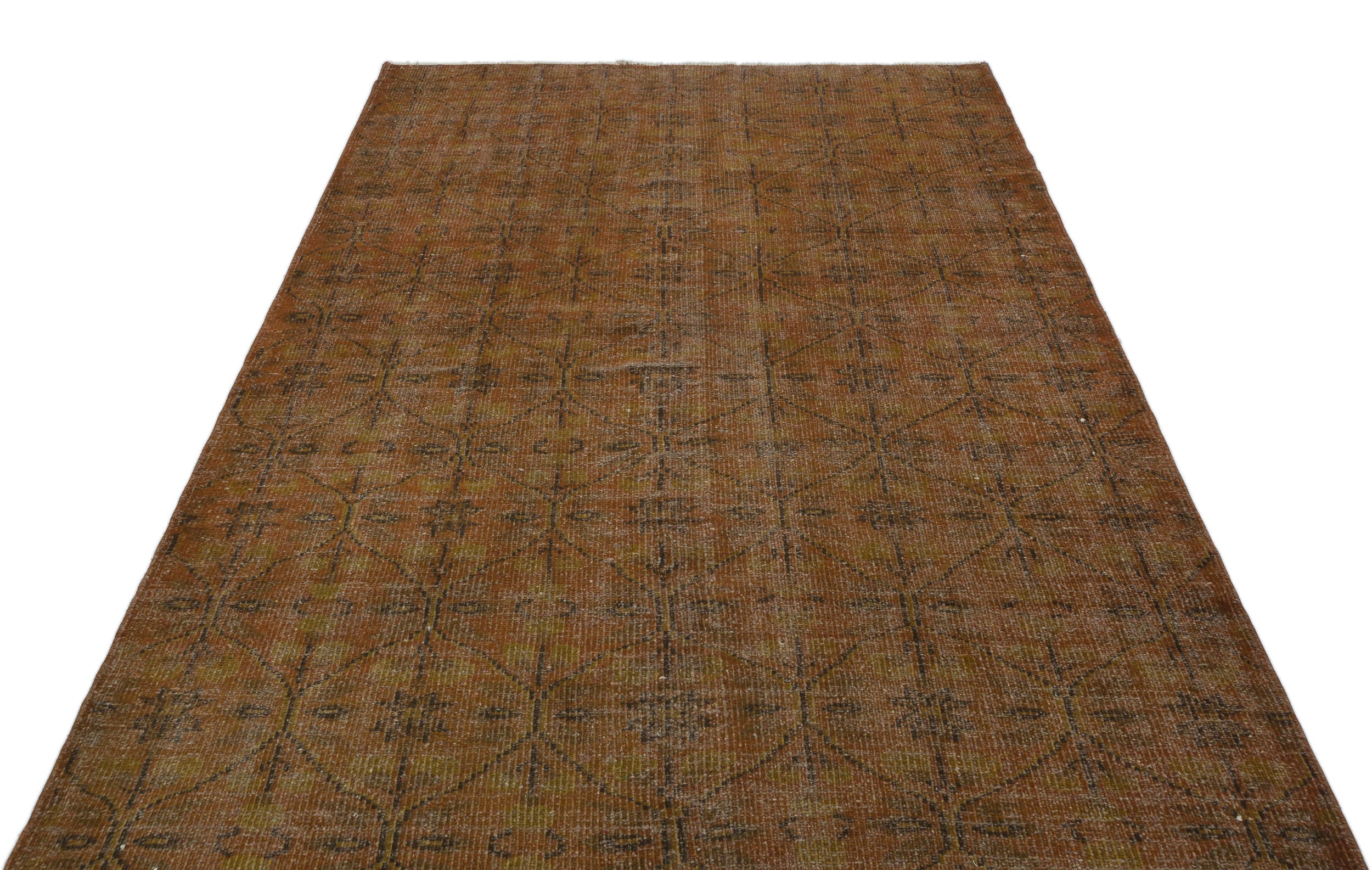 Atina Brown Vintage Wool Handmade Area Rug 5'3" x 7'10"