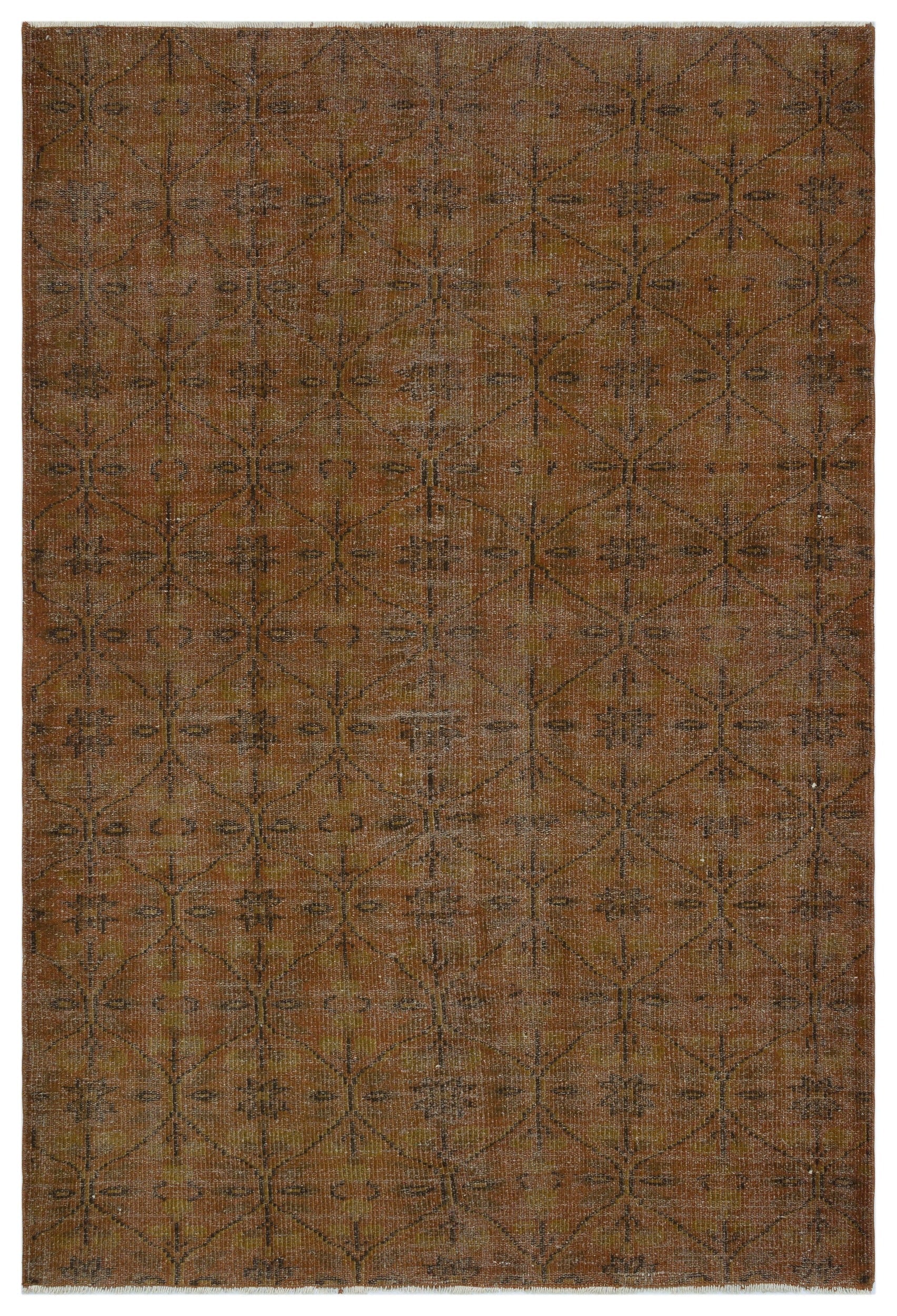 Atina Brown Vintage Wool Handmade Area Rug 5'3" x 7'10"
