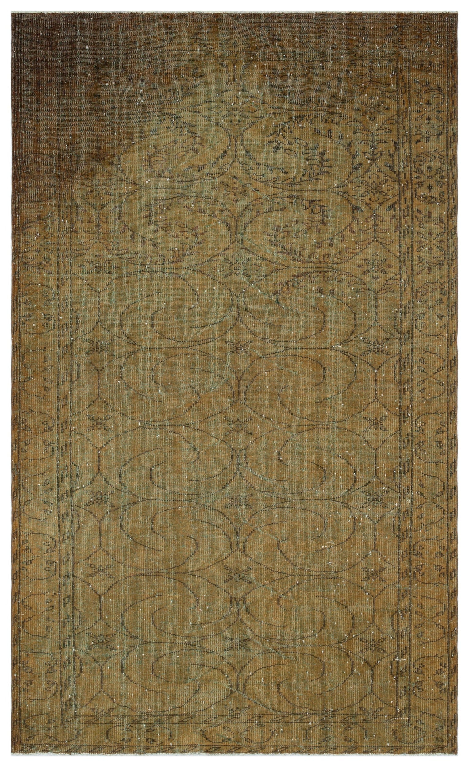 Atina Brown Vintage Wool Handmade Area Rug 5'5" x 8'11"