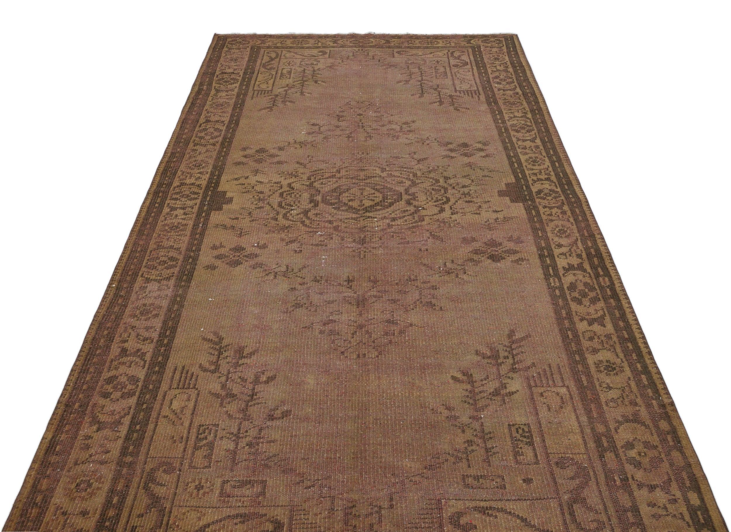 Atina Brown Vintage Wool Handmade Area Rug 5'1" x 8'11"