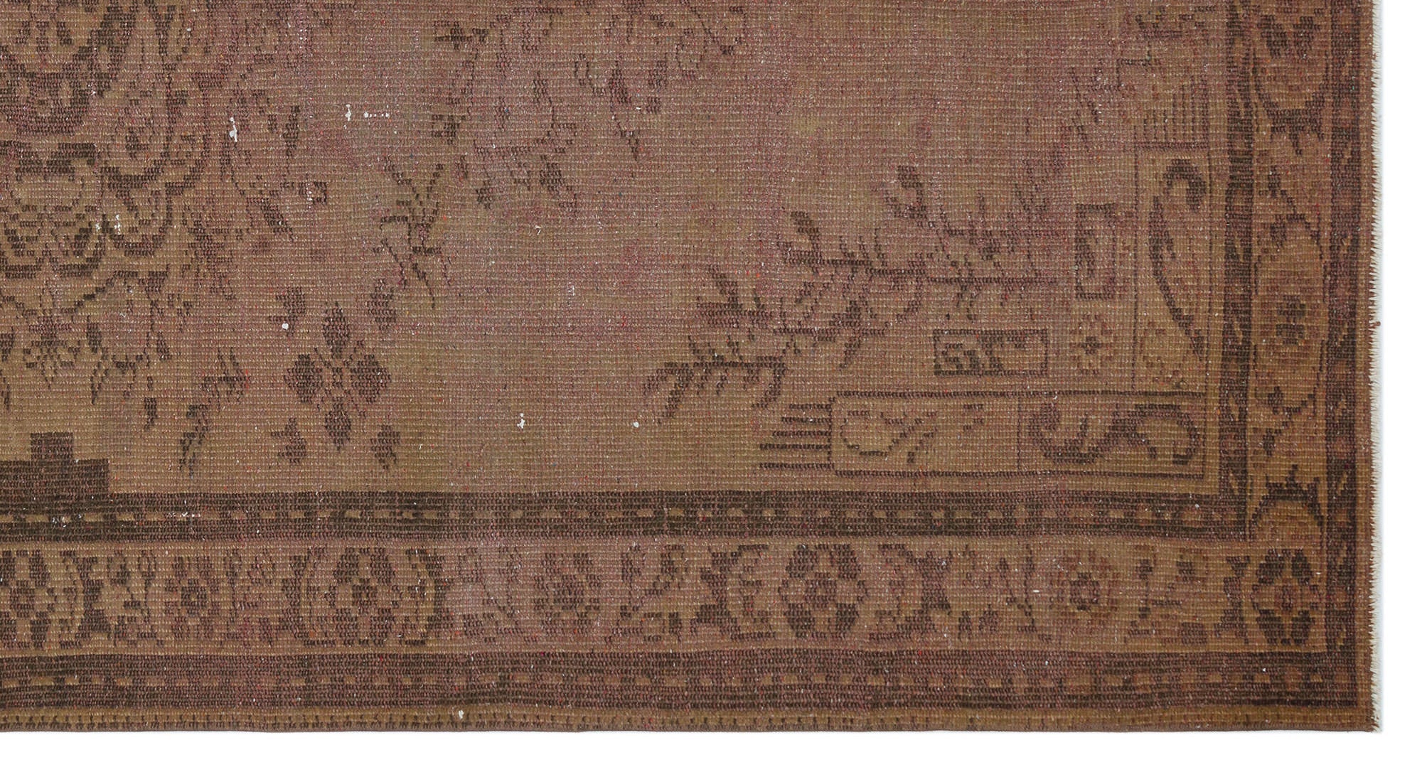 Atina Brown Vintage Wool Handmade Area Rug 5'1" x 8'11"