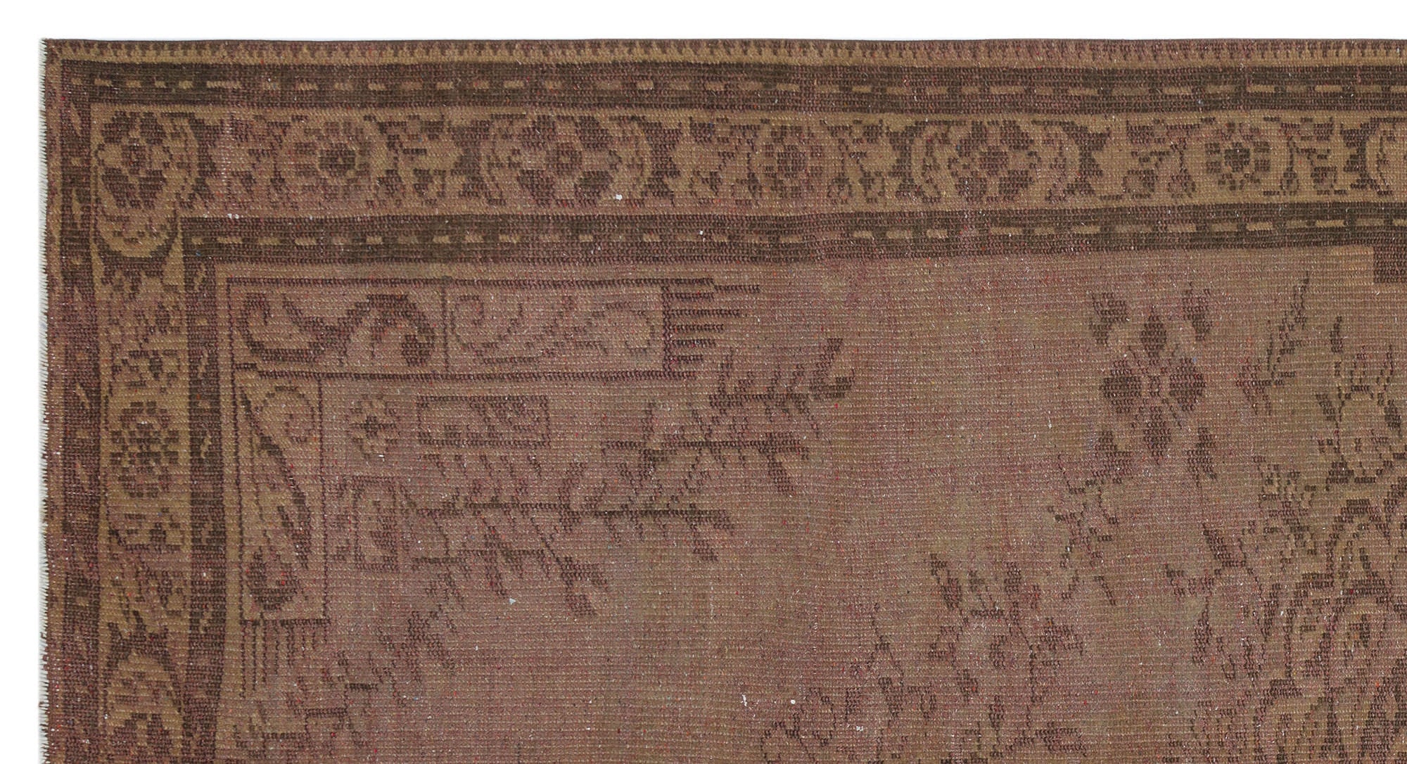 Atina Brown Vintage Wool Handmade Area Rug 5'1" x 8'11"