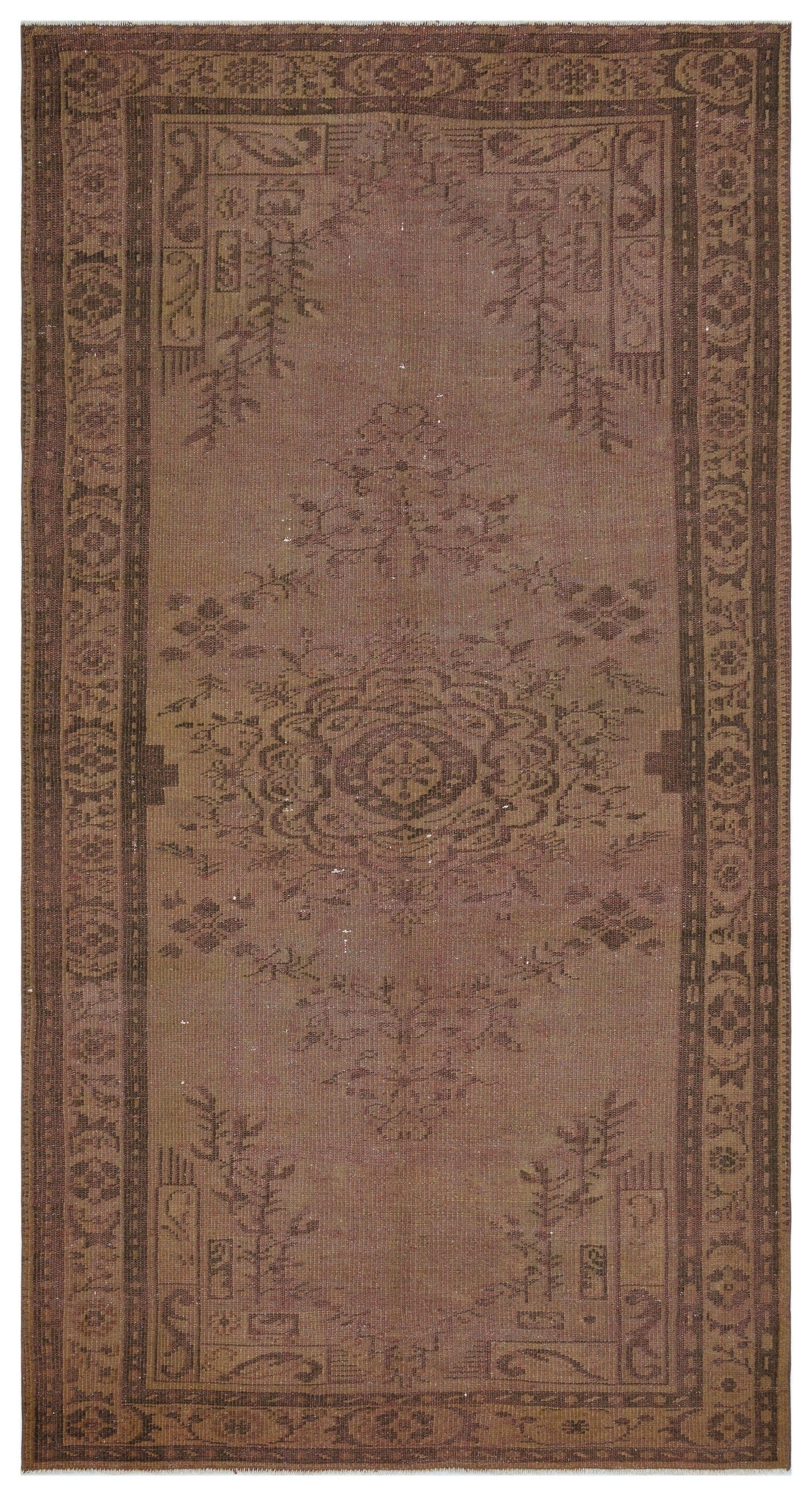 Atina Brown Vintage Wool Handmade Area Rug 5'1" x 8'11"