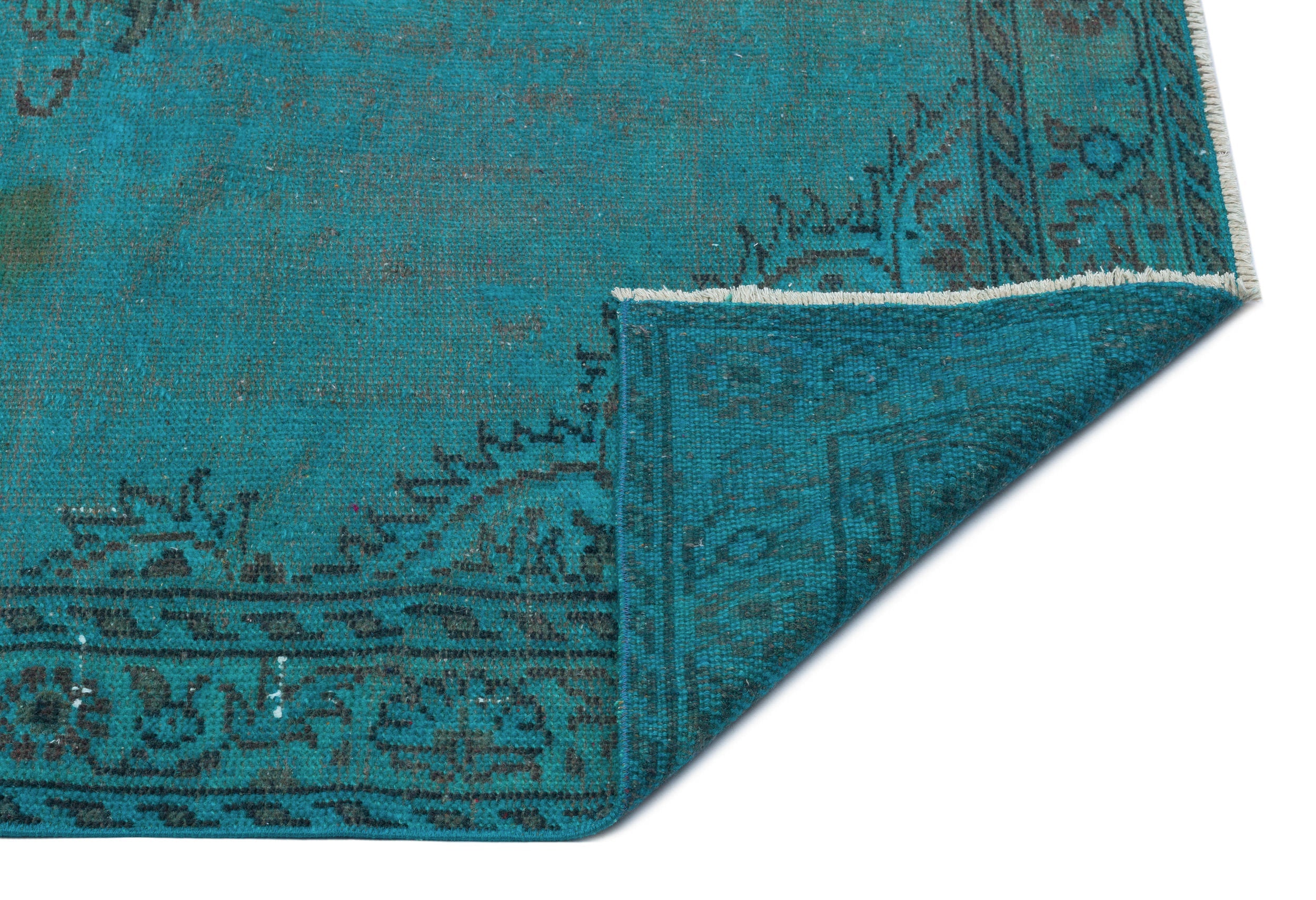 Atina Turquoise Vintage Wool Handmade Area Rug 5'5" x 8'6"