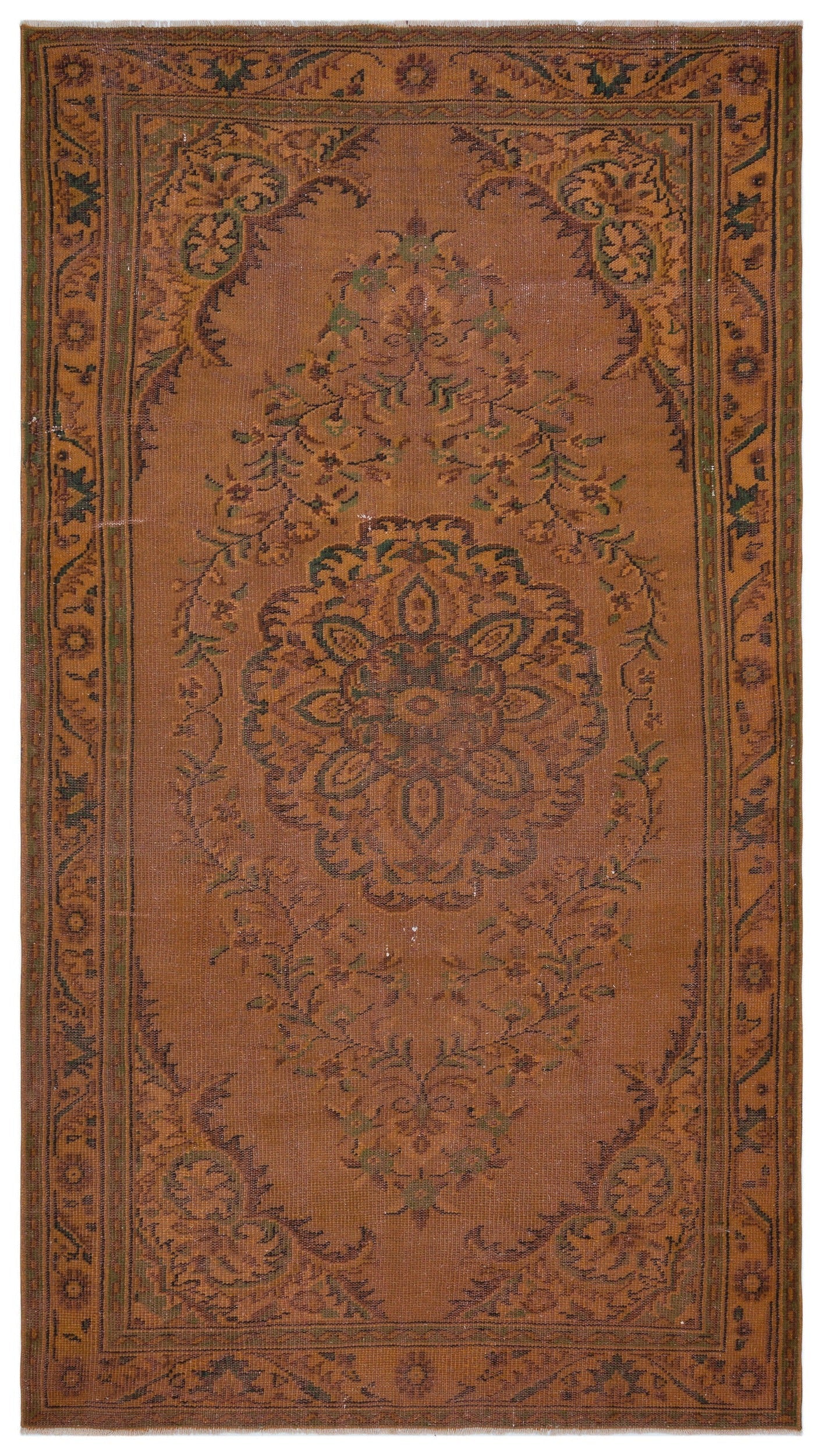 Atina Brown Vintage Wool Handmade Area Rug 5'3" x 9'4"