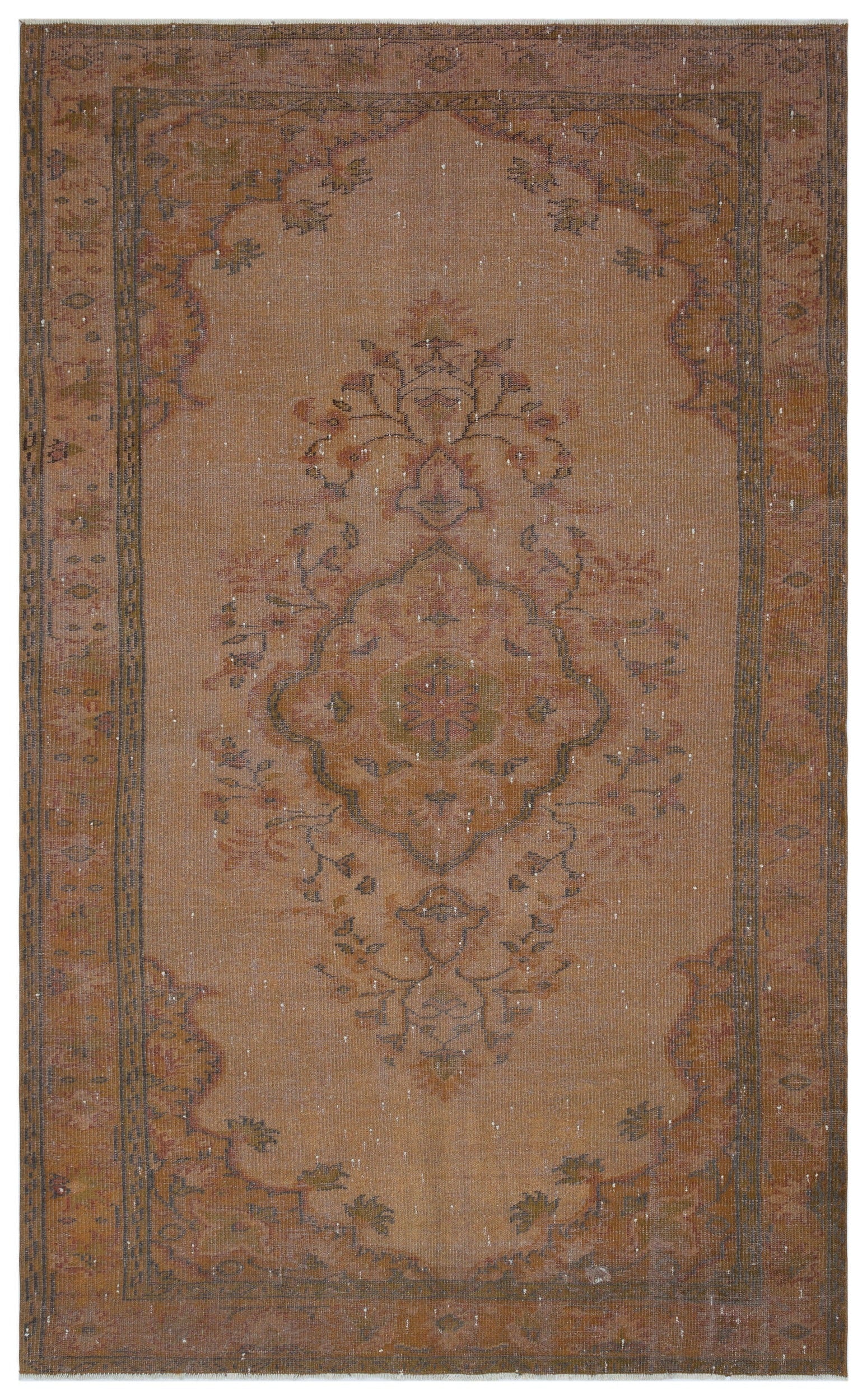 Atina Brown Vintage Wool Handmade Area Rug 5'9" x 9'7"