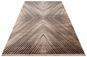 Machine Made Area Rug - Anthracite Zigzag Flatweave Carpet with Anti Slip