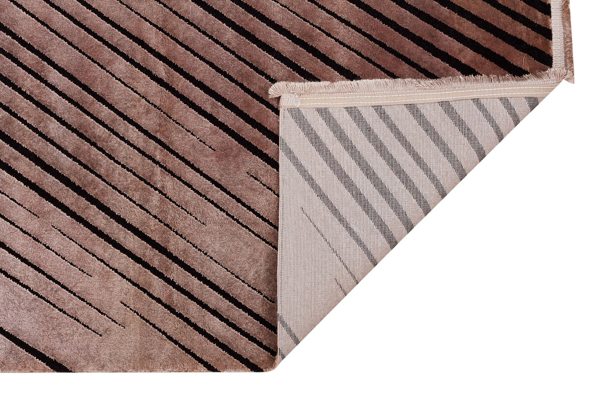 Machine Made Area Rug - Anthracite Zigzag Flatweave Carpet with Anti Slip