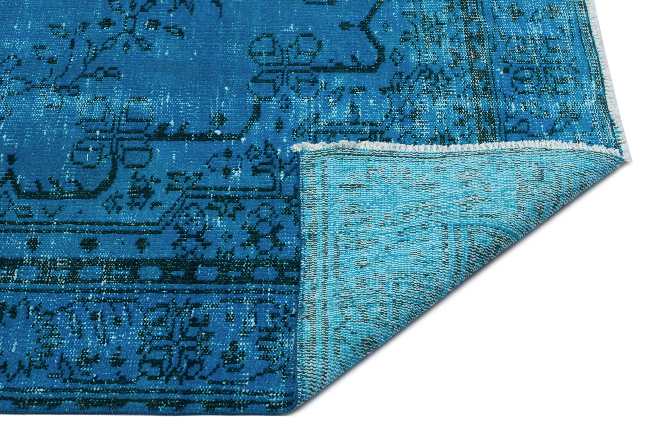 Atina Turquoise Vintage Wool Handmade Area Rug 5'7" x 8'7"
