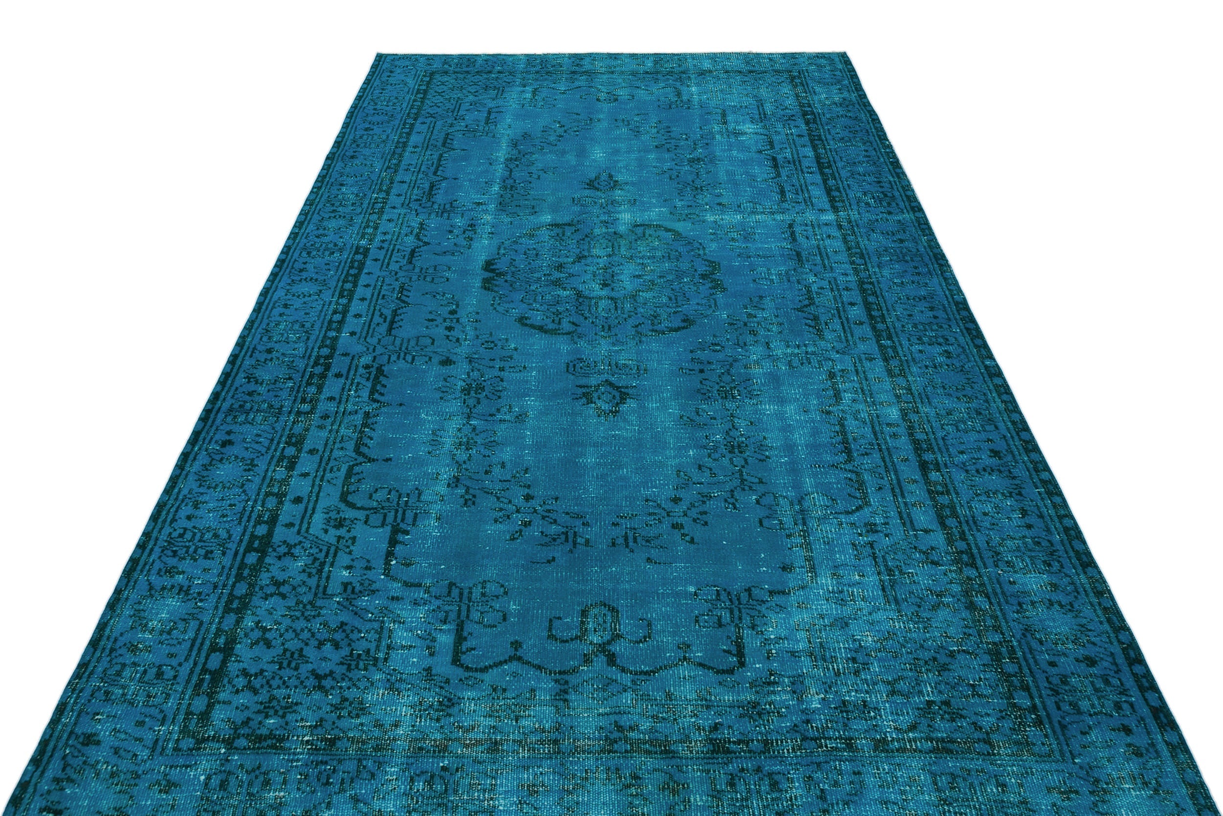 Atina Turquoise Vintage Wool Handmade Area Rug 5'7" x 8'7"