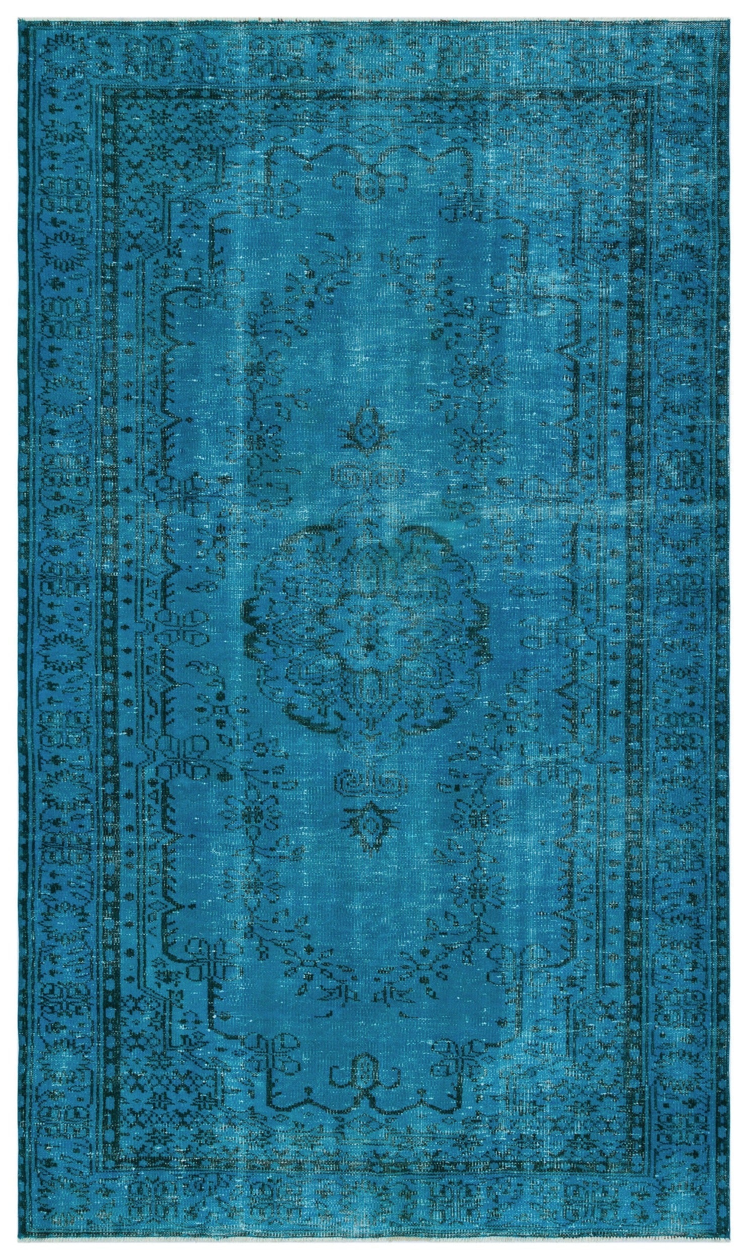 Atina Turquoise Vintage Wool Handmade Area Rug 5'7" x 8'7"
