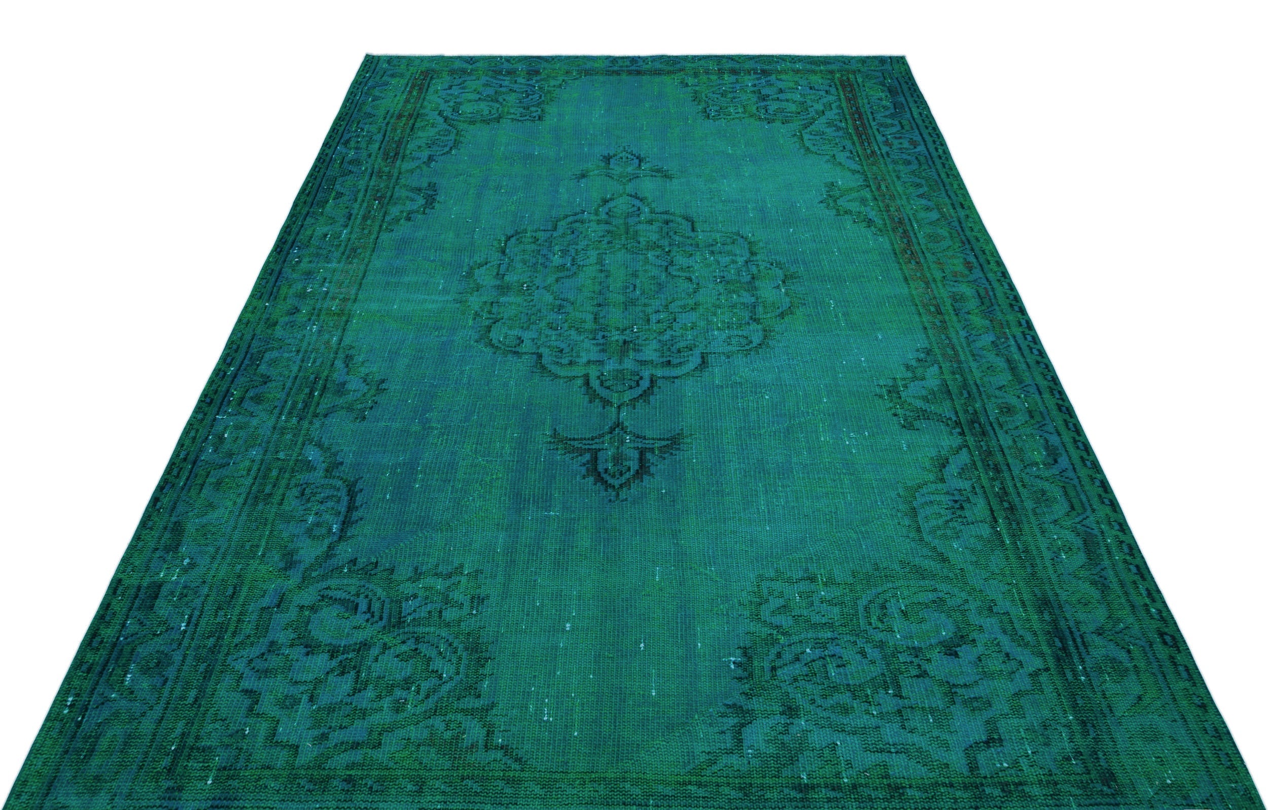 Atina Turquoise Vintage Wool Handmade Area Rug 5'6" x 8'10"