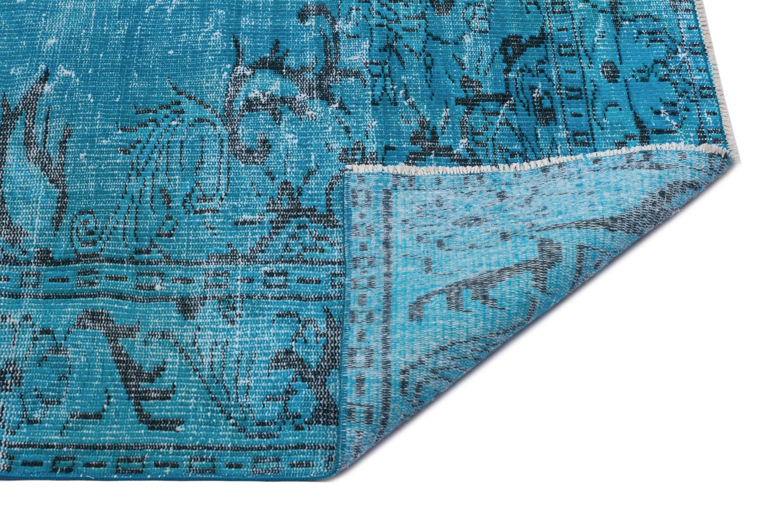 Atina Turquoise Vintage Wool Handmade Area Rug 6'1" x 8'11"