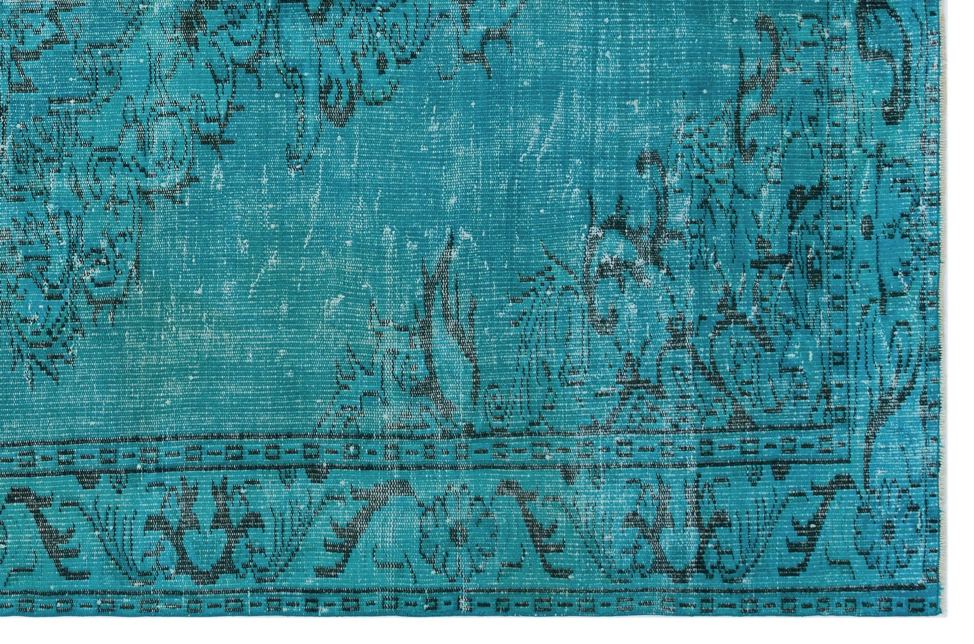 Atina Turquoise Vintage Wool Handmade Area Rug 6'1" x 8'11"