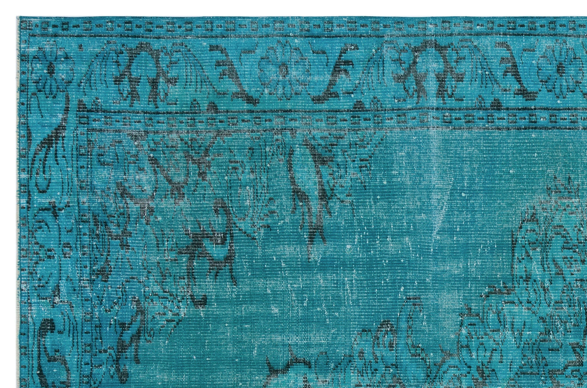 Atina Turquoise Vintage Wool Handmade Area Rug 6'1" x 8'11"