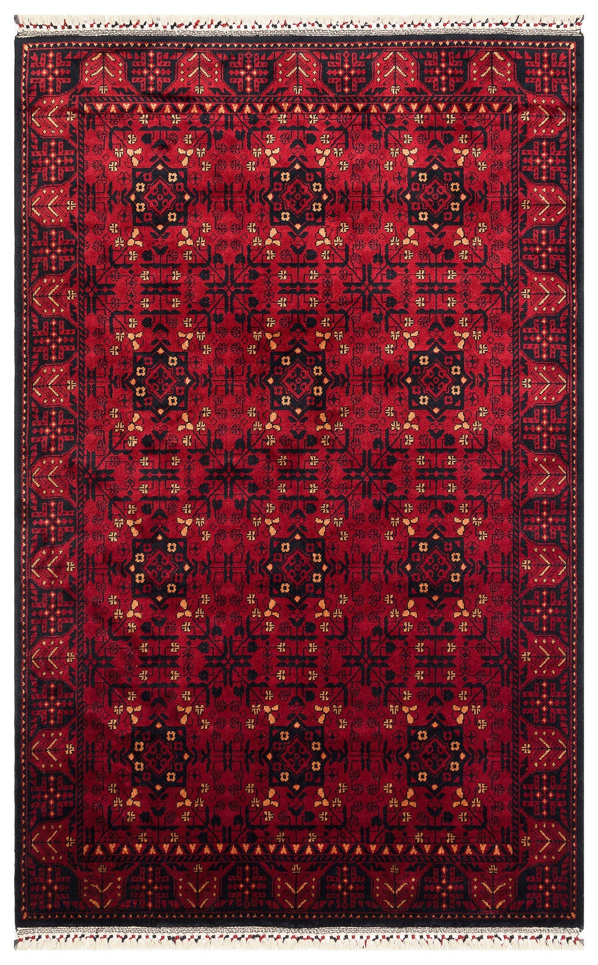 Handmade Viscose Rug - Red Classic Afghan Ya?c?bedir Pattern Carpet | Flatweave Area Rug