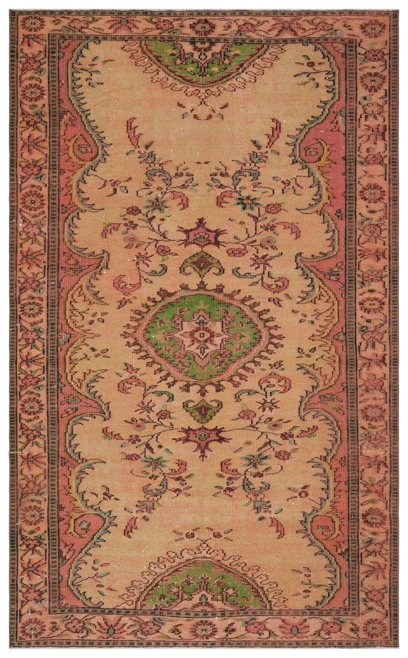 Atina Cream Vintage Wool Handmade Area Rug 5'11" x 9'7"